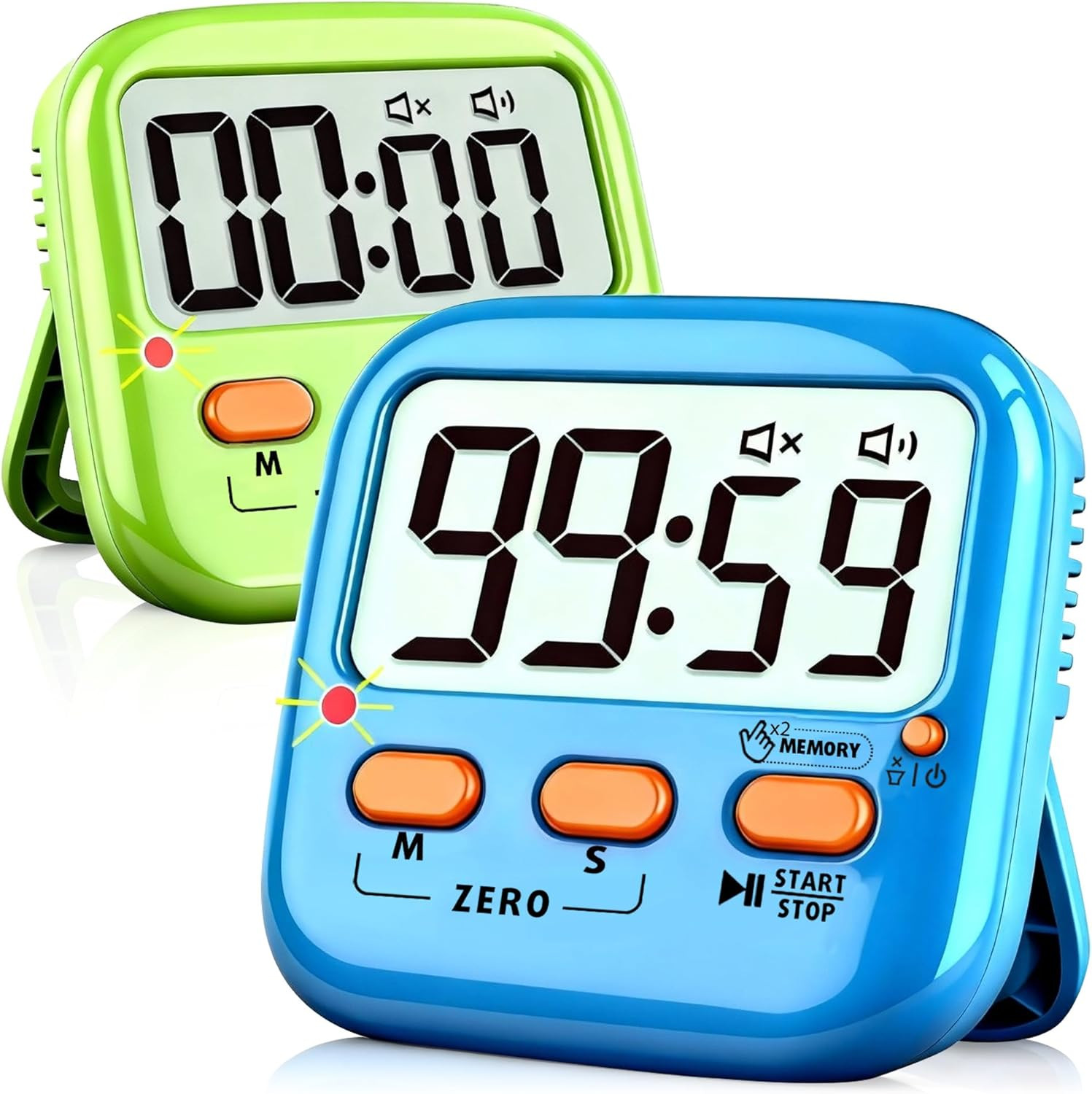 2 Pack Digital Timer for Kids, Magnetic Kitchen Timers for Cooking, Egg, Teacher