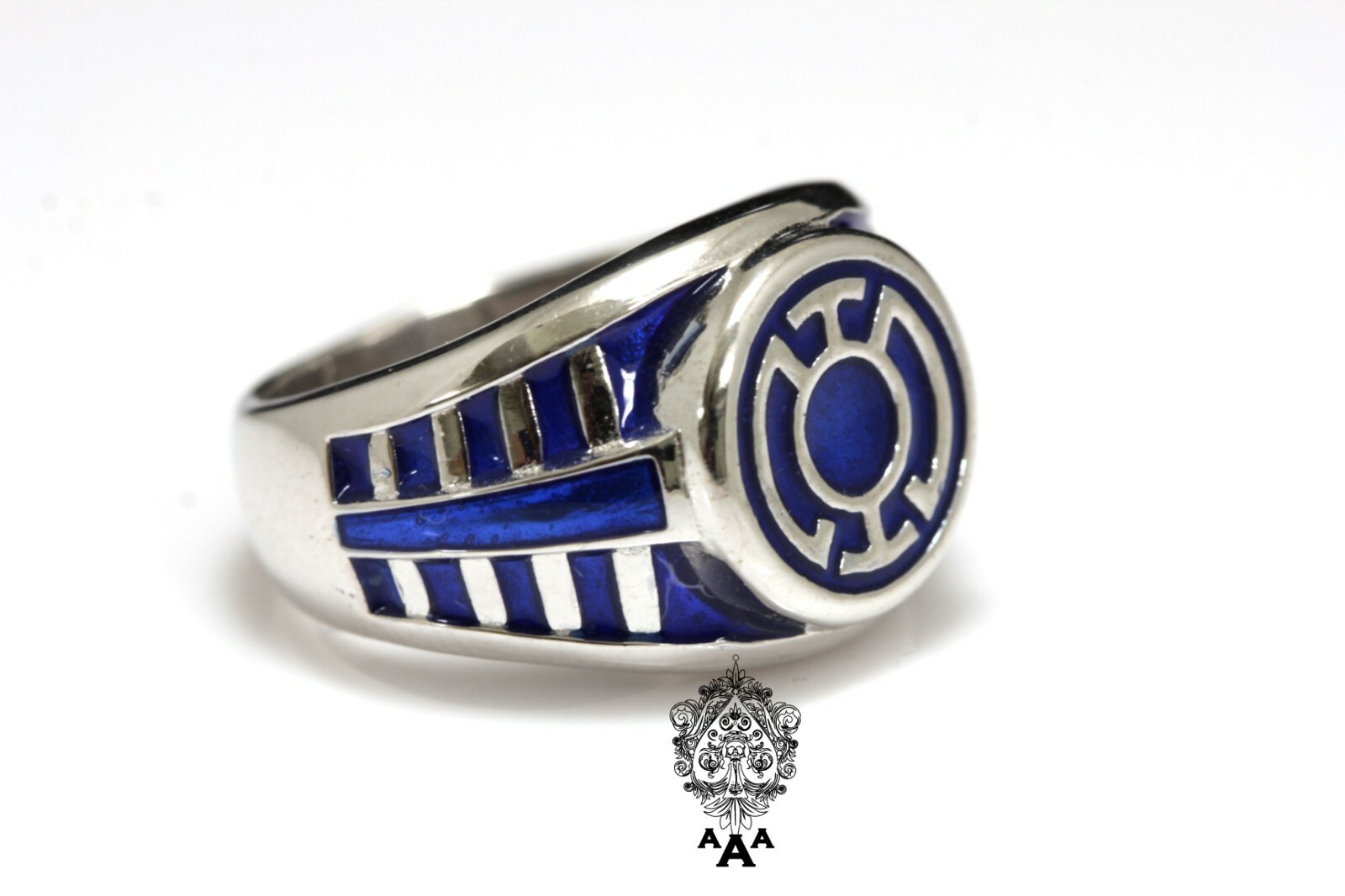 Blue Lantern Ring V.2 Blue Lantern Corp Ring Sterling Silver 925 Blue Enamel