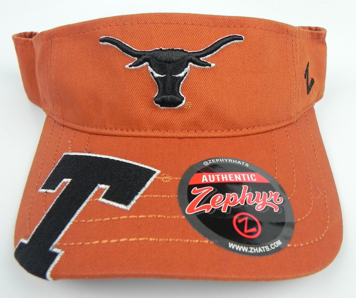 TEXAS LONGHORNS UNIVERSITY NCAA  BURNT ORANGE ZEPHYR BEVO VISOR CAP HAT NWT!