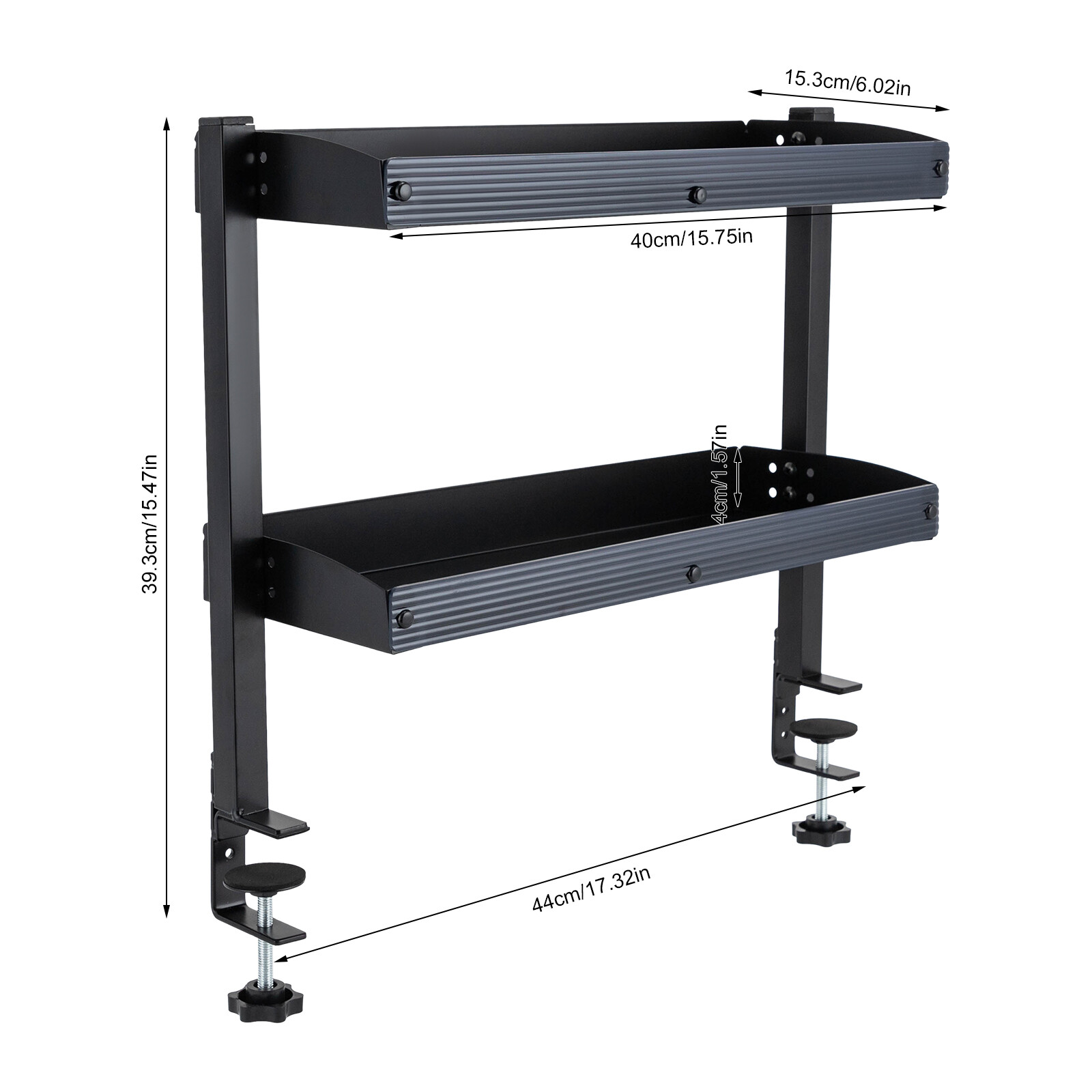 2 Tier Clip-on Desk Storage Home Office Shelf Carbon Steel Desktop Organize Tray