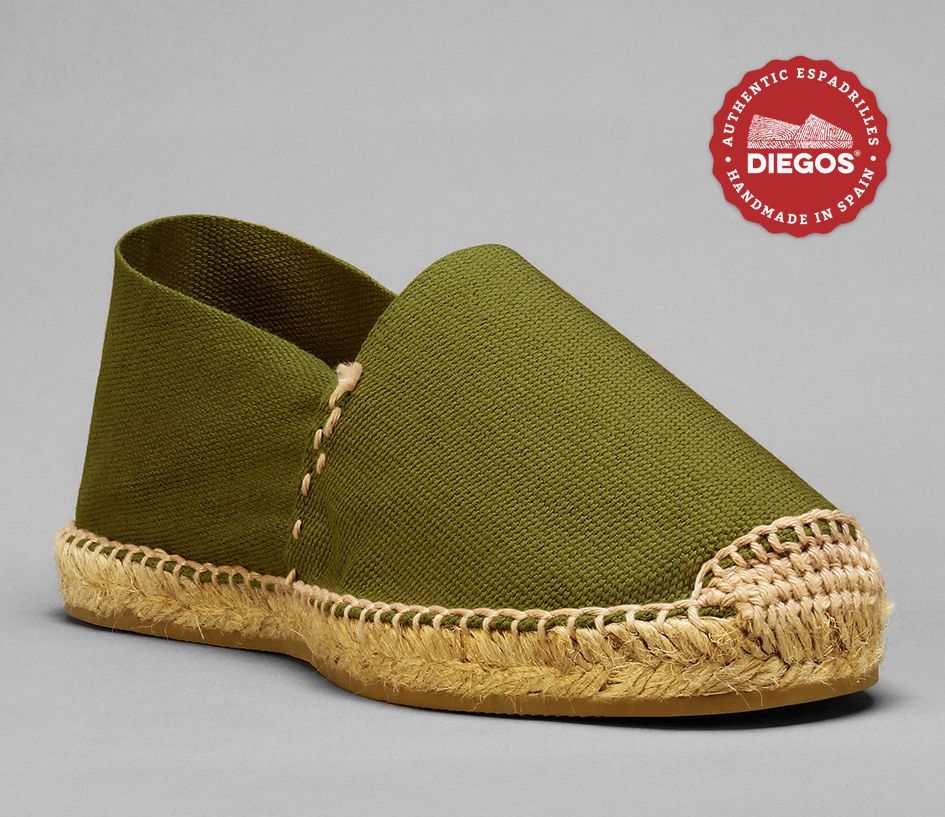 Olive green flat espadrilles from Spain, REAL espadrilles !! Hand made in Spain