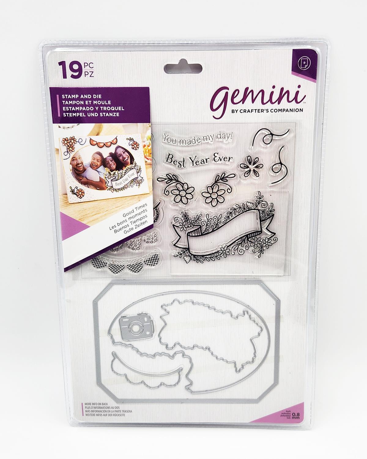 Open Pkg Crafter's Companion Gemini "Good Times" 19pc Stamp & Die Set