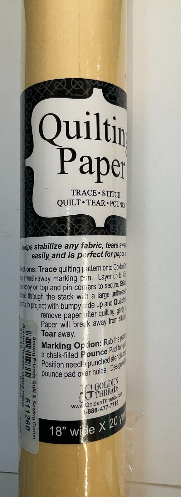 GOLDEN THREADS QUILTING PAPER- 18 X 20 YARDS