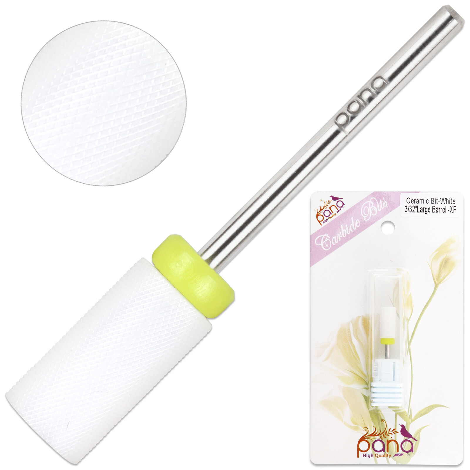 Professional Quality Ceramic White Large Barrel Bit Nail Drill Extra Fine Grit
