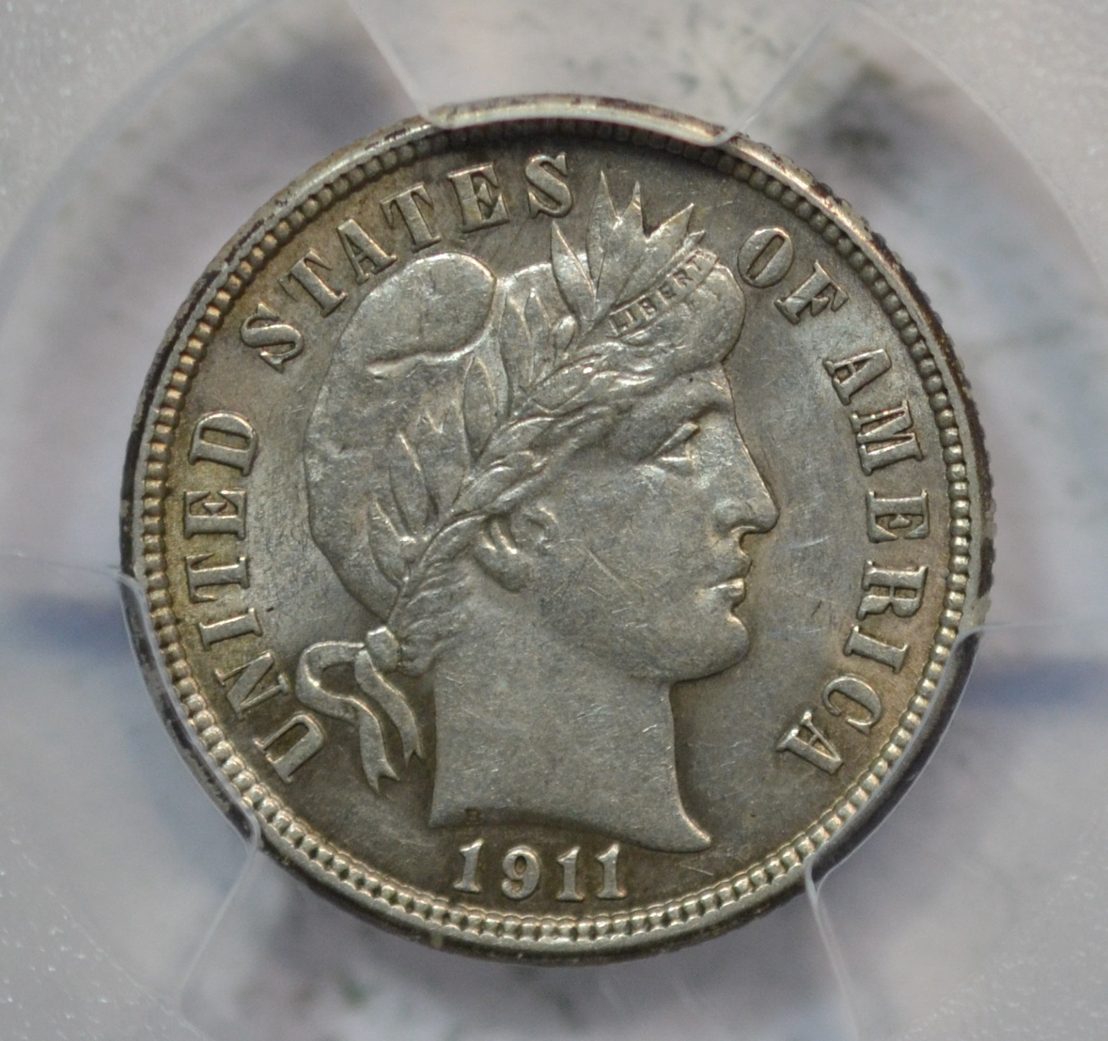 1911 Barber dime, PCGS AU 58