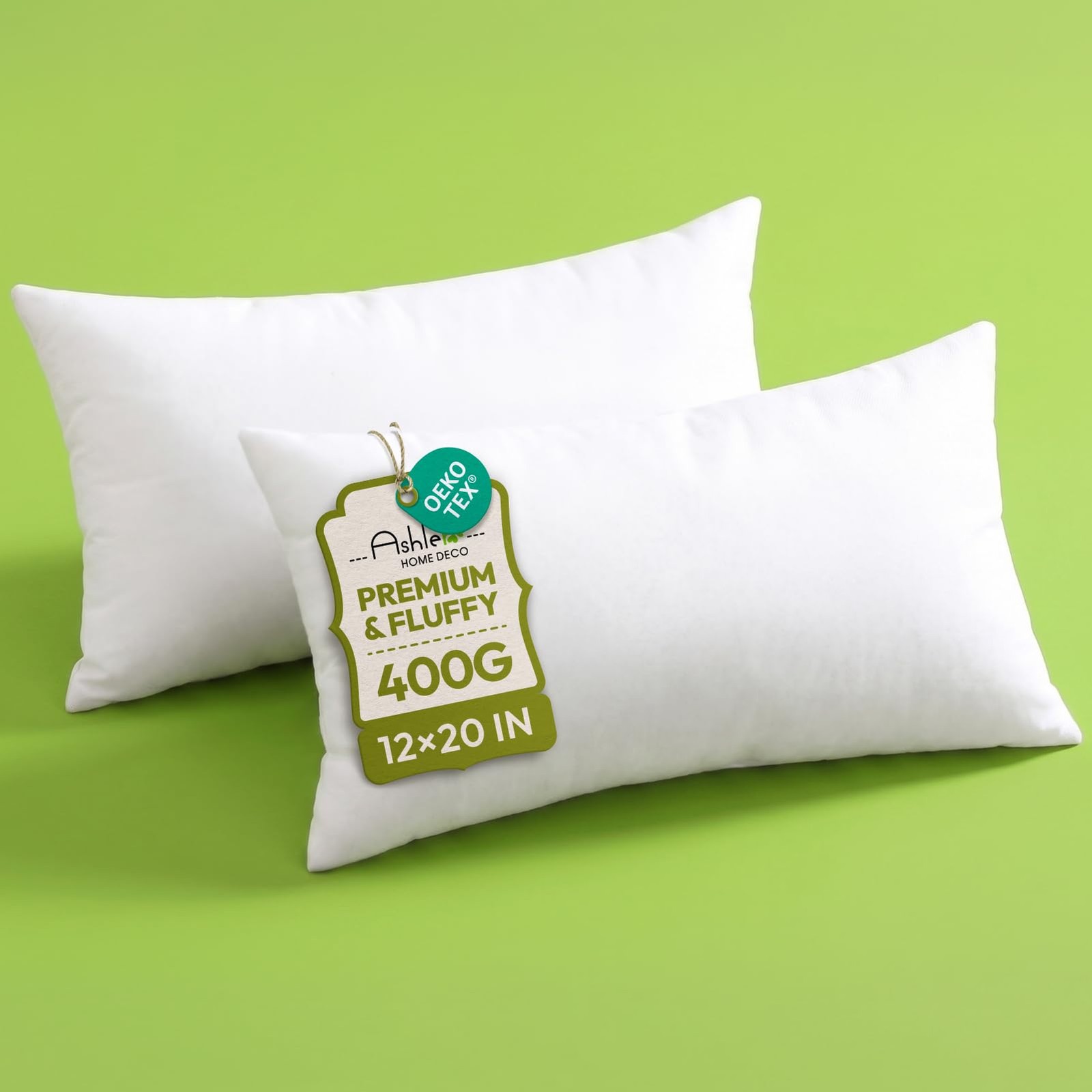 Ashler 12x20 Pillow Inserts(Set of 2), Lumbar Pillow for Sofa & Bed, Decorati...