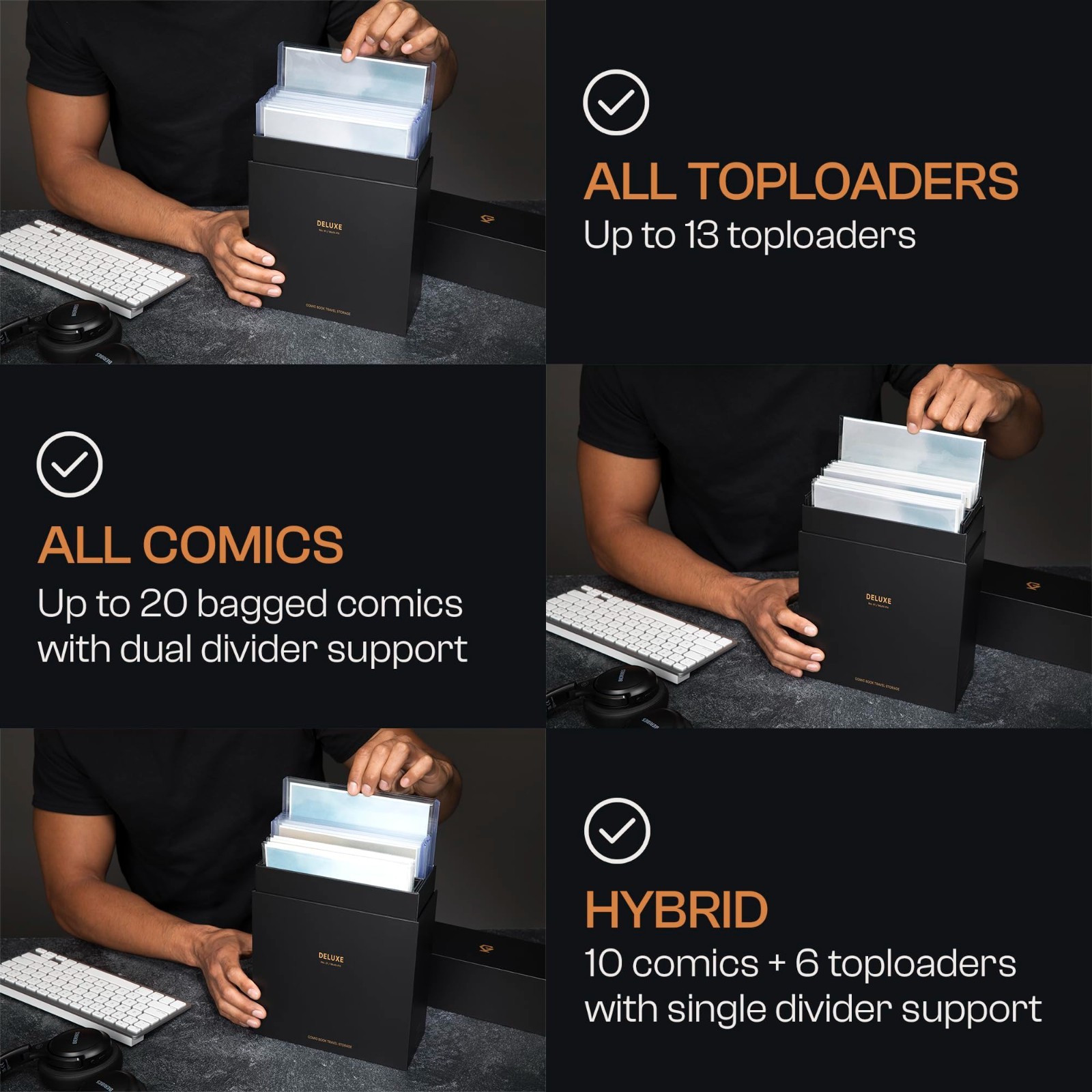 Comic Book Travel Case - Hard Shell Carrying Case for Toploaders & Comics, 2-Pac