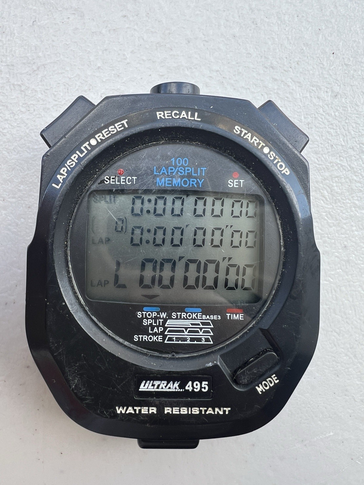 Ultrak 495 100 Lap Split Memory Stopwatch Black