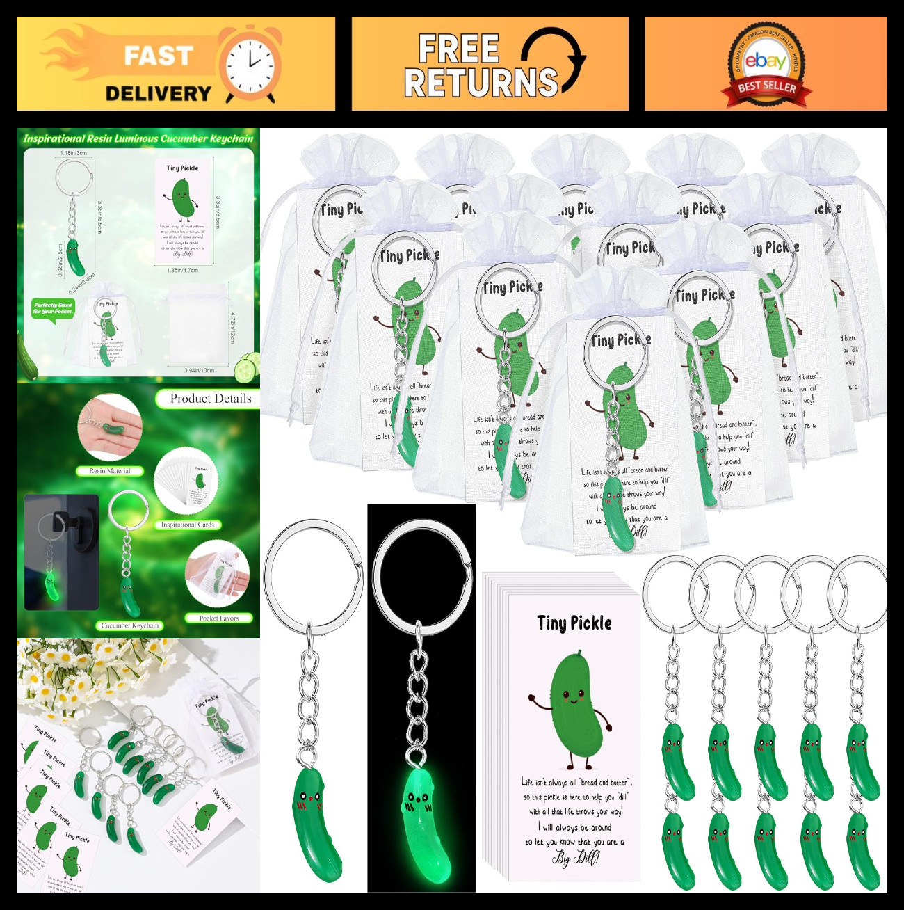 Funny Inspirational Pickle Keychains - Cute Gifts for Staff & Coworkers Apprecia
