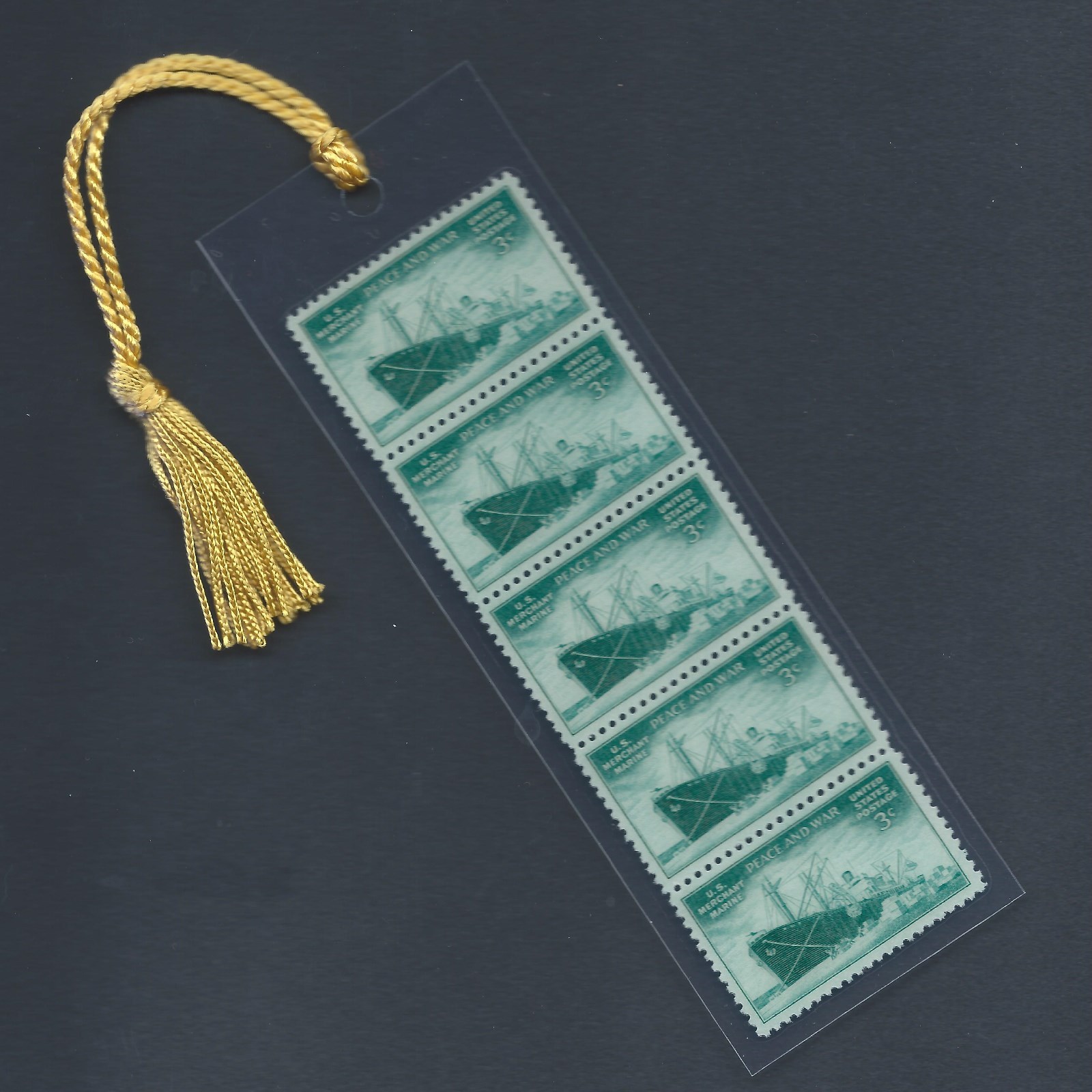 WWII Merchant Marines Stamps Unique Vintage  Commemorative Bookmark L@@K!