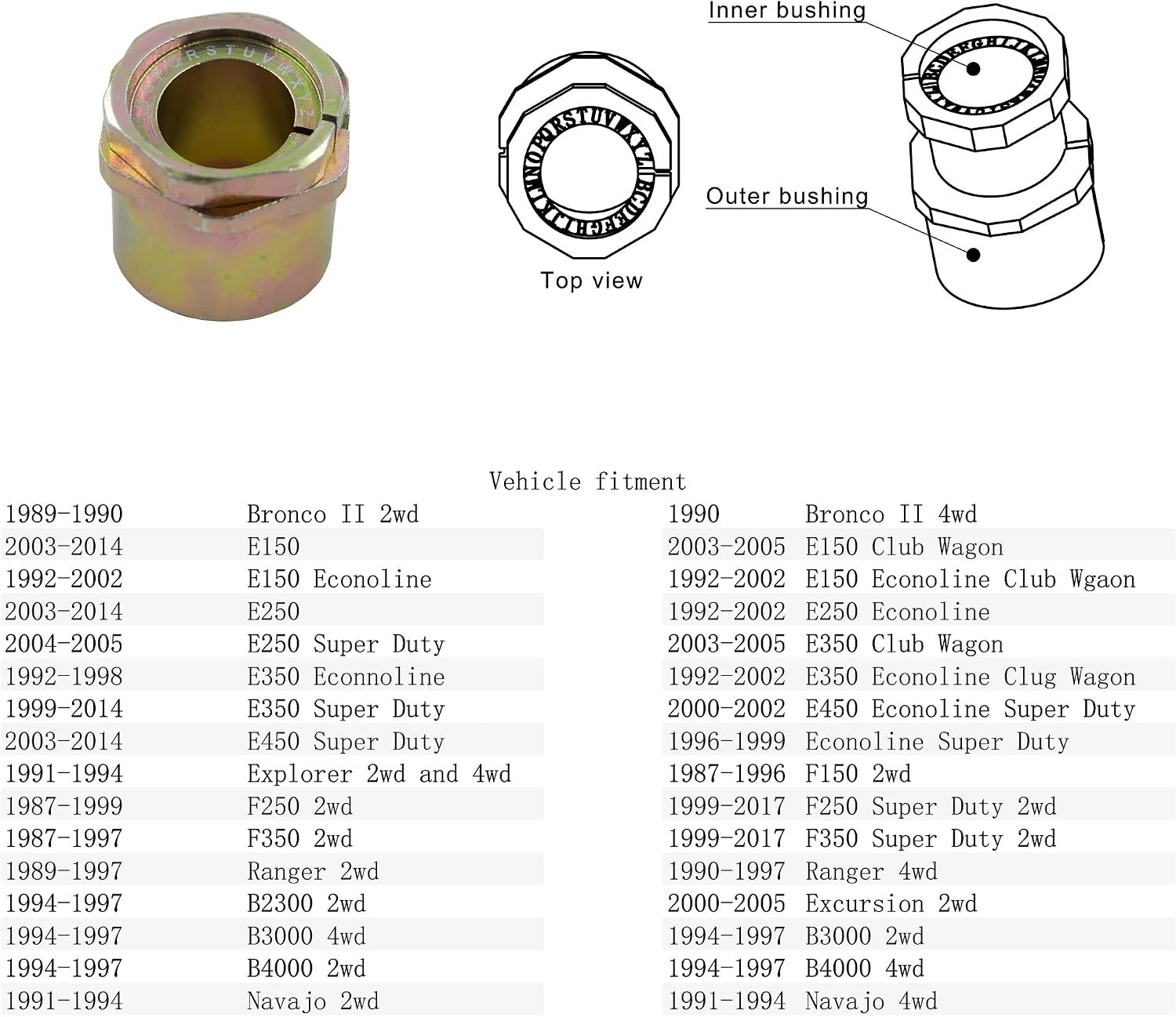 Adjustable Caster Camber Bushing Pair for Ranger E-series