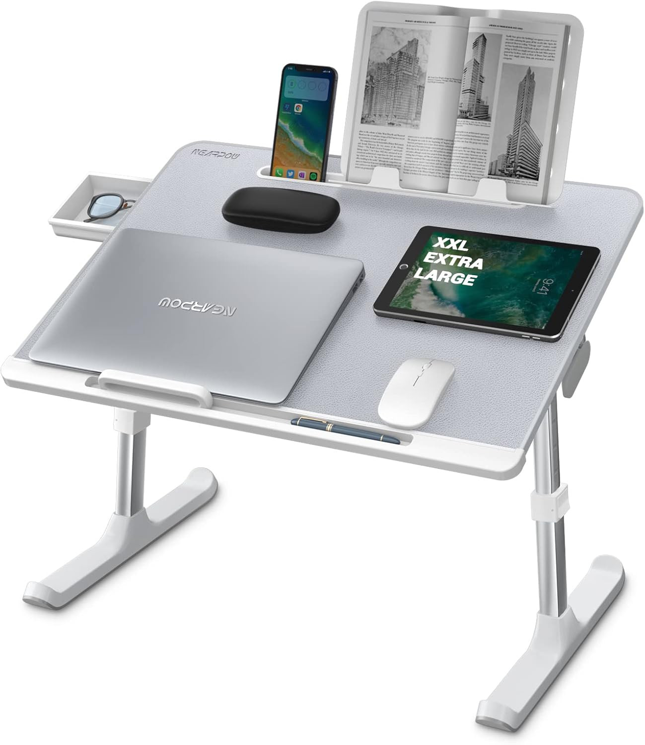 XXL Bed Table Desk for Laptop and Writing, Adjustable Computer Tray Laptop Stand