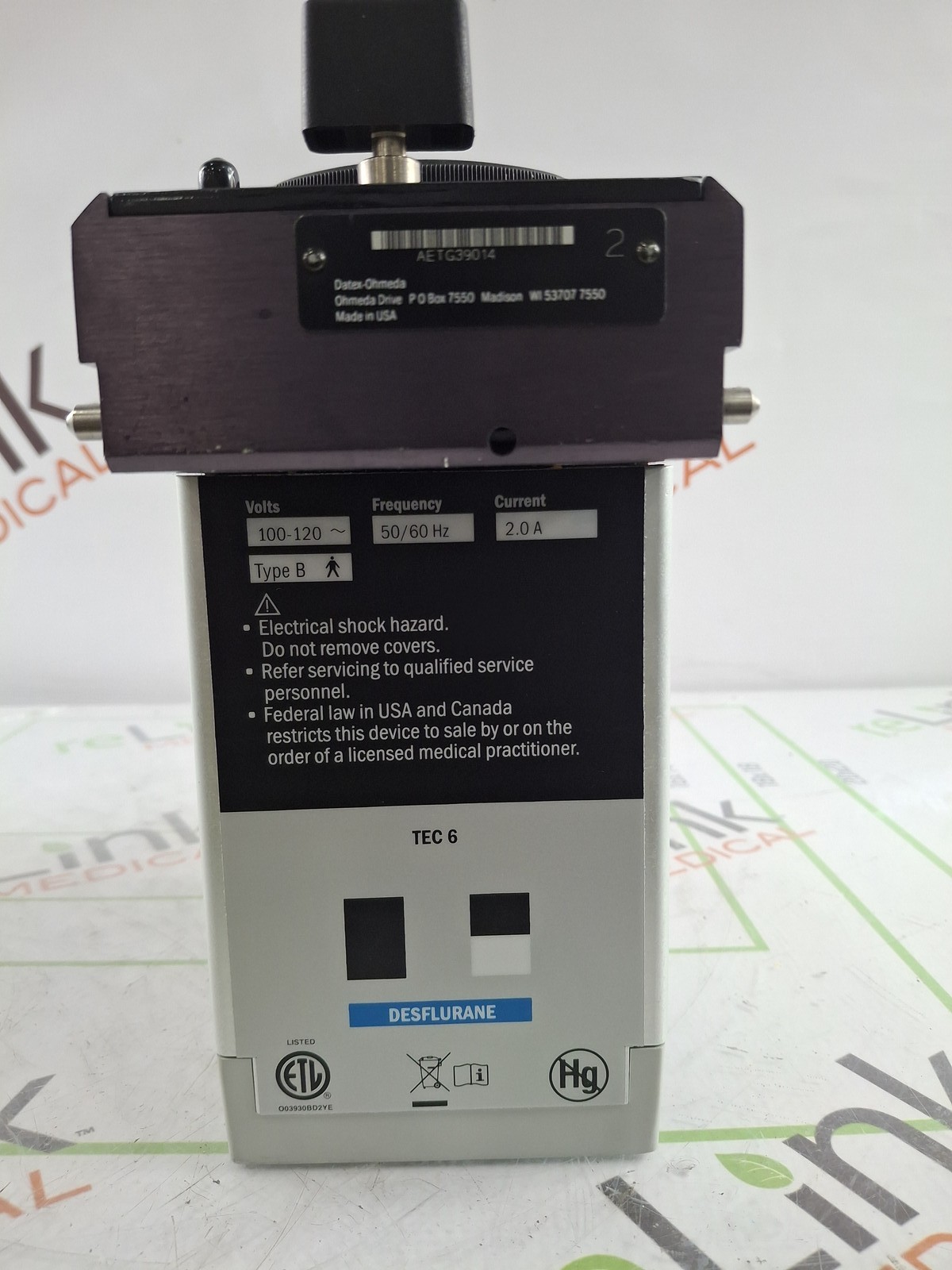 Datex-Ohmeda Tec 6 Plus Desflurane Vaporizer
