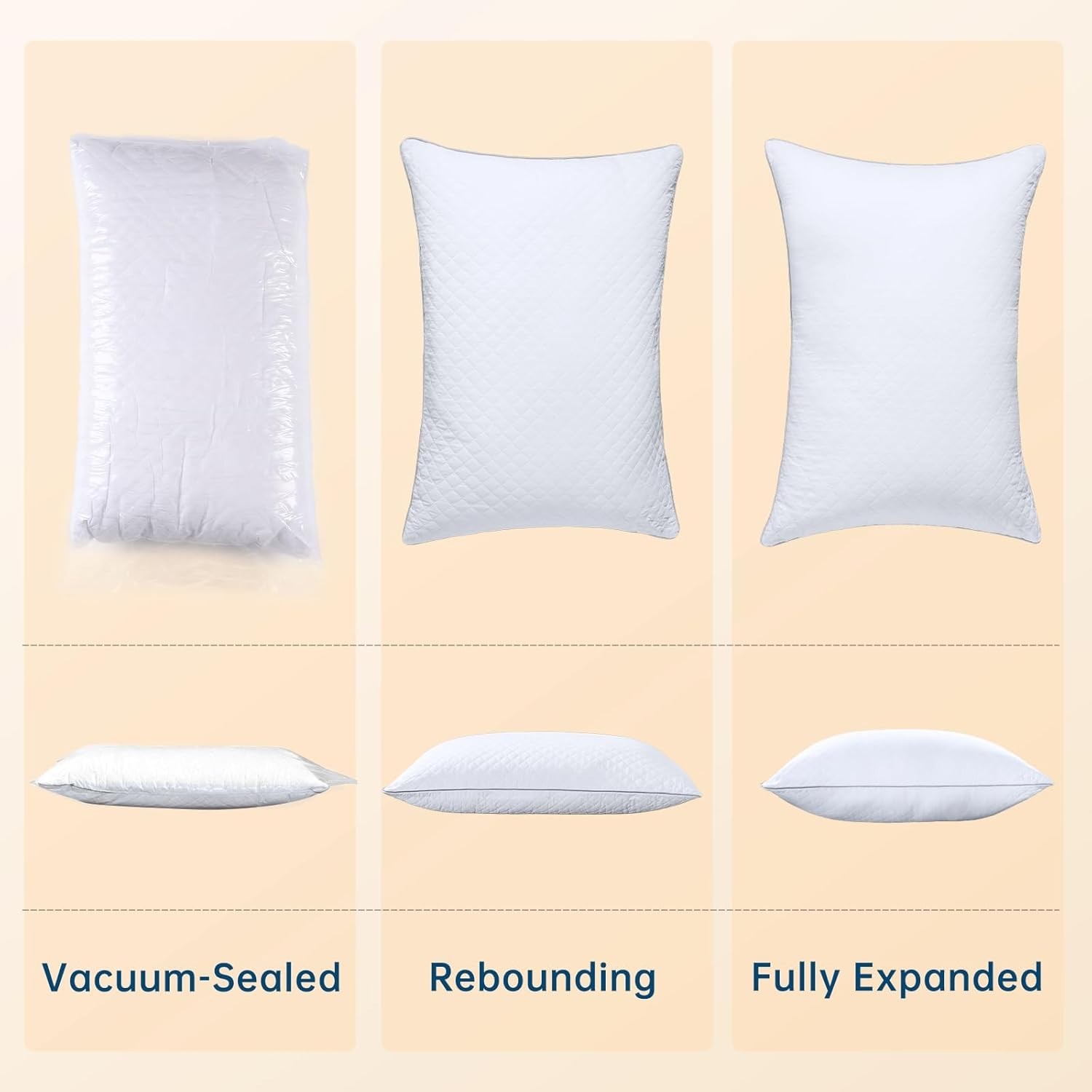 Diamond-Pattern Queen Bed Pillows with OEKO-TEX Certification - Cozy & Elegant