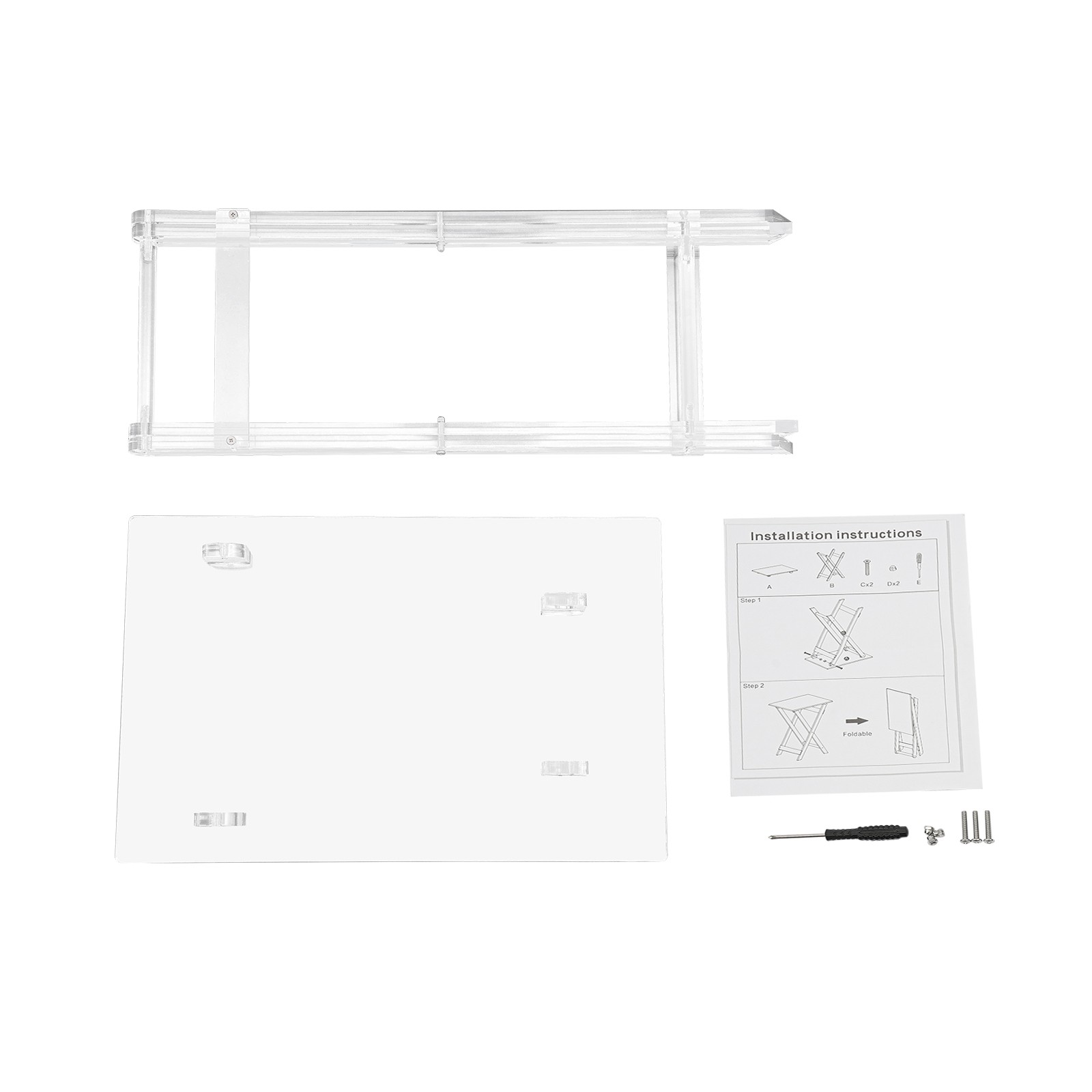 Clear Portable Foldable Side Table, X-Leg Low Table for Bed Sofa Living Room