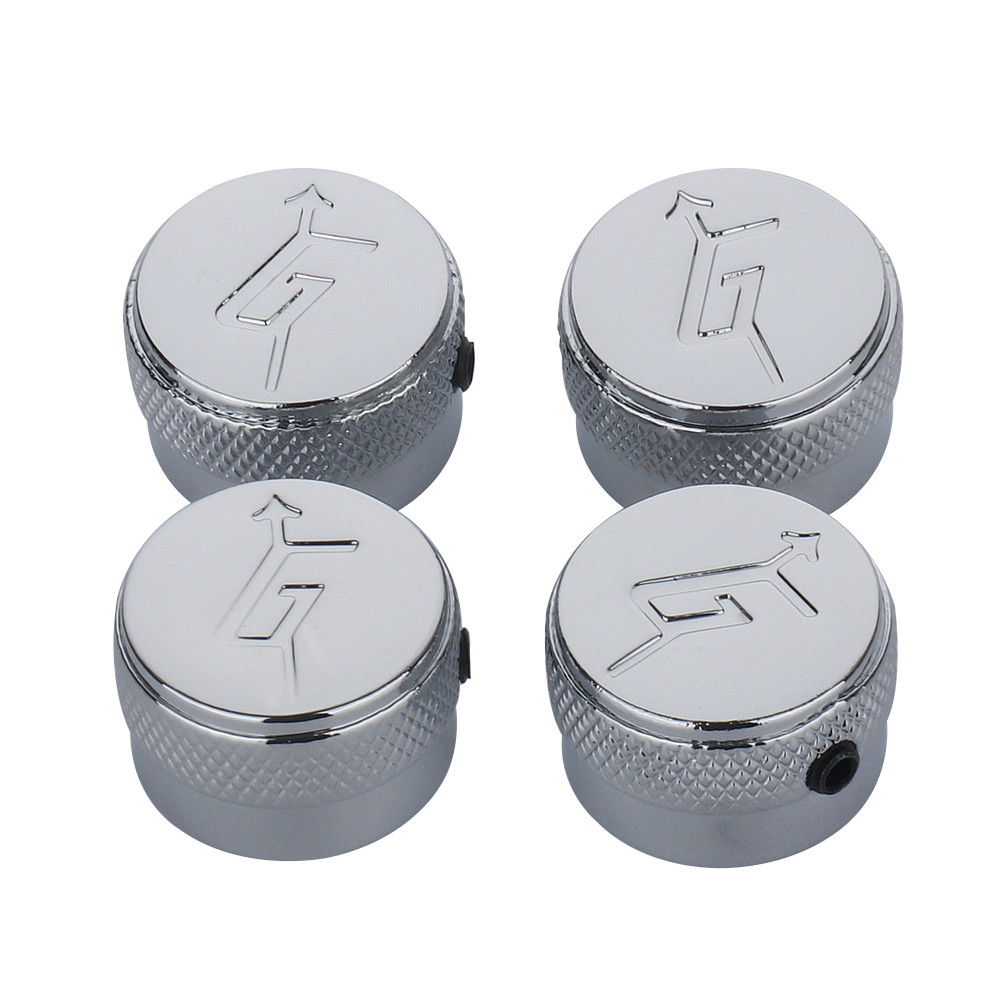 4 Pcs Gretsch “G” With Arrow Logo Control Knobs Metal Guitar Knobs Silver