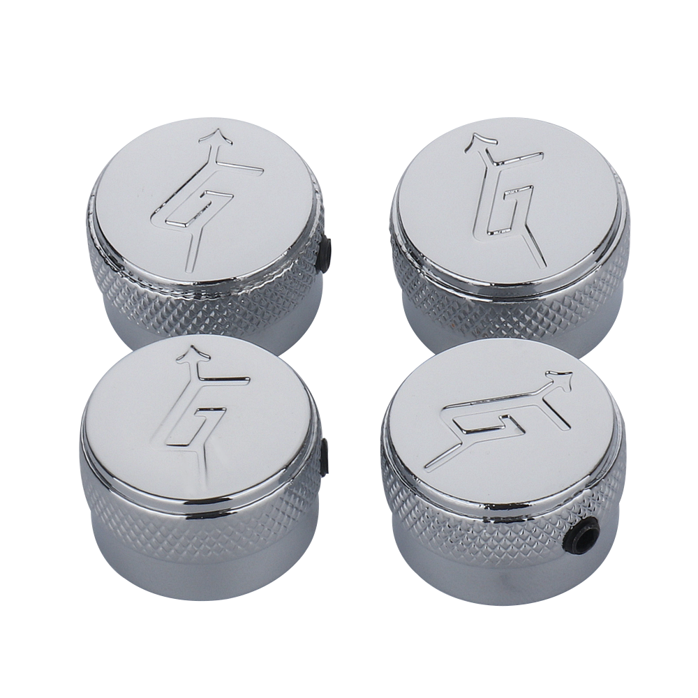 4 Pcs Gretsch “G” With Arrow Logo Control Knobs Metal Guitar Knobs Silver