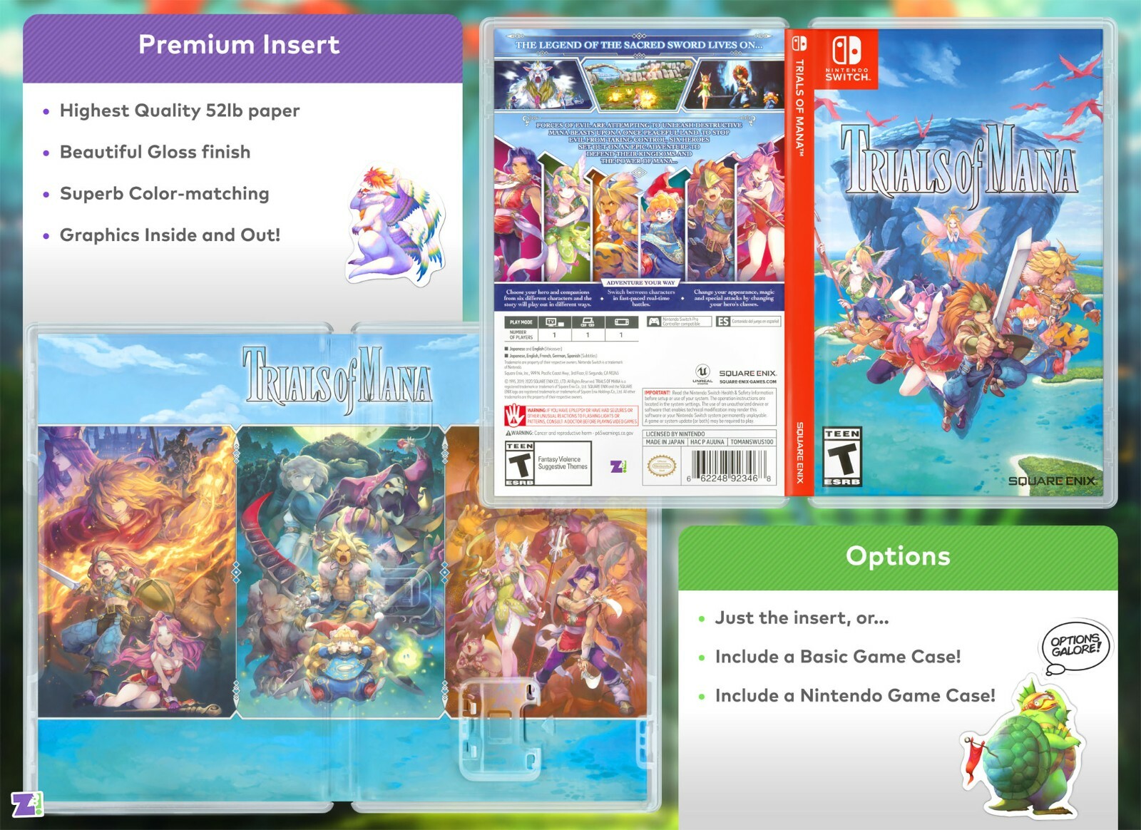 Trials of Mana Replacement Case: Double-sided Premium Insert for Nintendo Switch