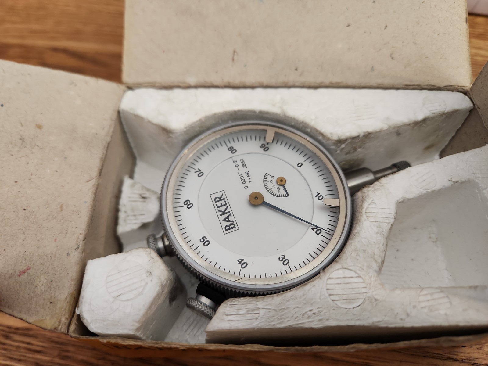 BAKER DIAL INDICATOR JB62 READING 0.0001" GRADUATIONS, RANGE 0.20"