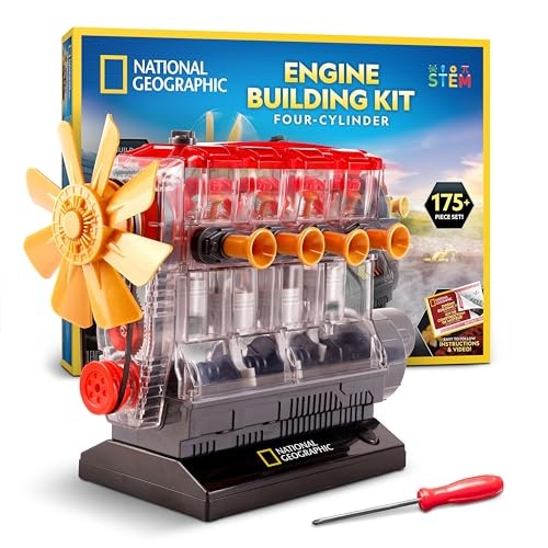 National Geographic 4-Cylinder Engine Building Kit – 175+ Piece Working Model