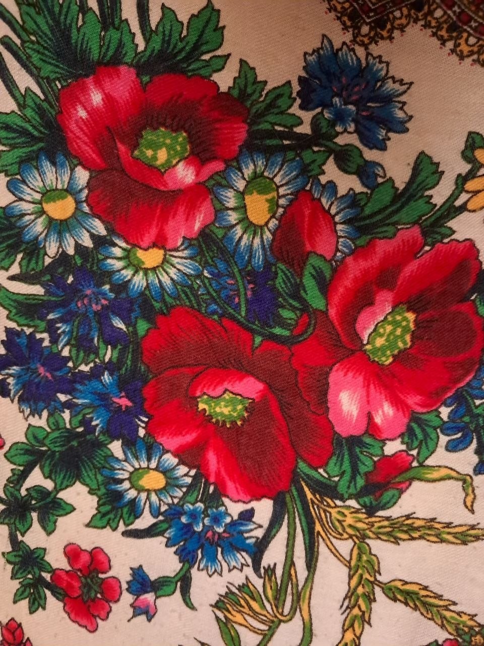 Shawl Vintage Soviet Ukraine Scarf Accessorie Ukrainian Ethno Retro USSR 3 Piece