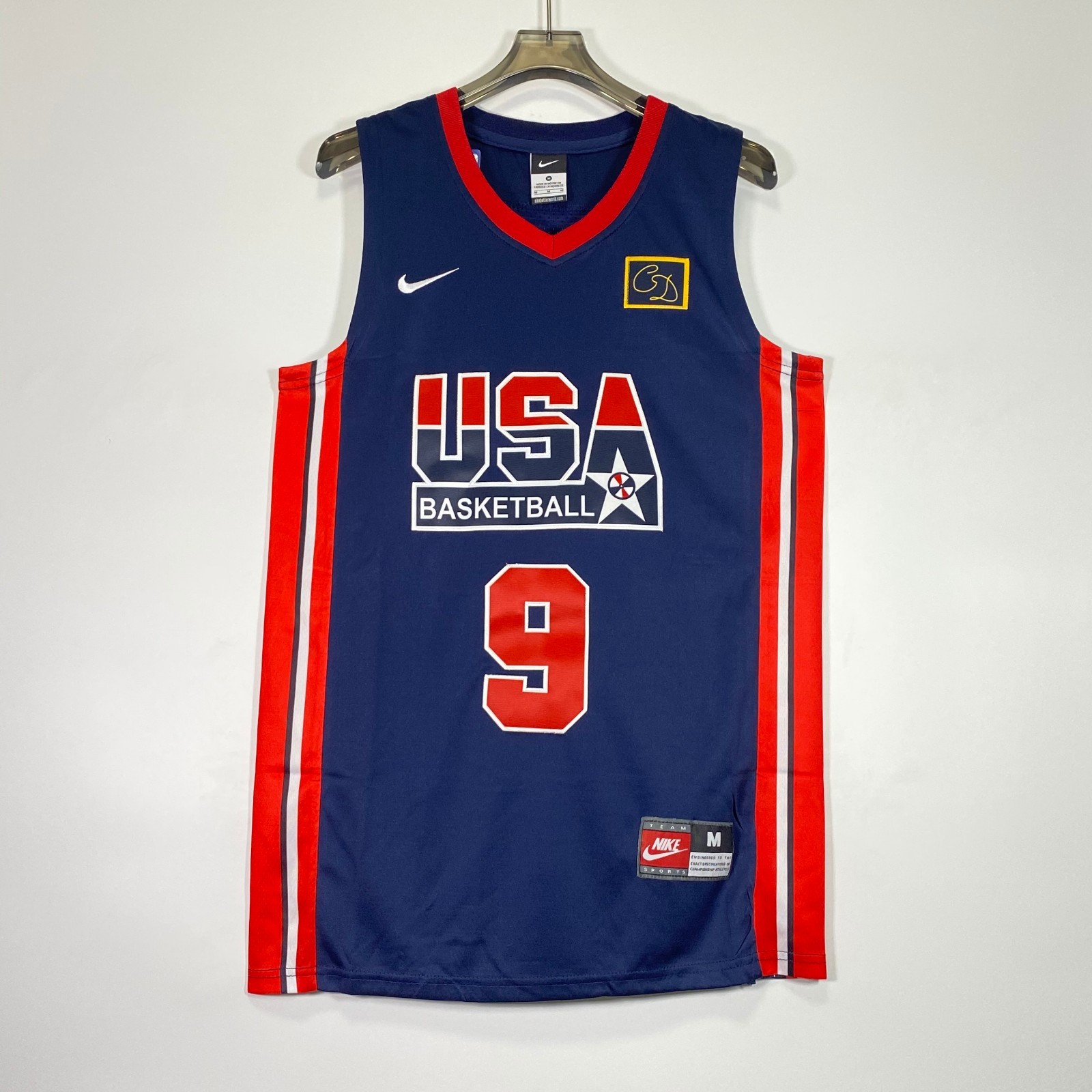 Michael Jordan #9 Navy Jersey Embroidered Crew Neck
