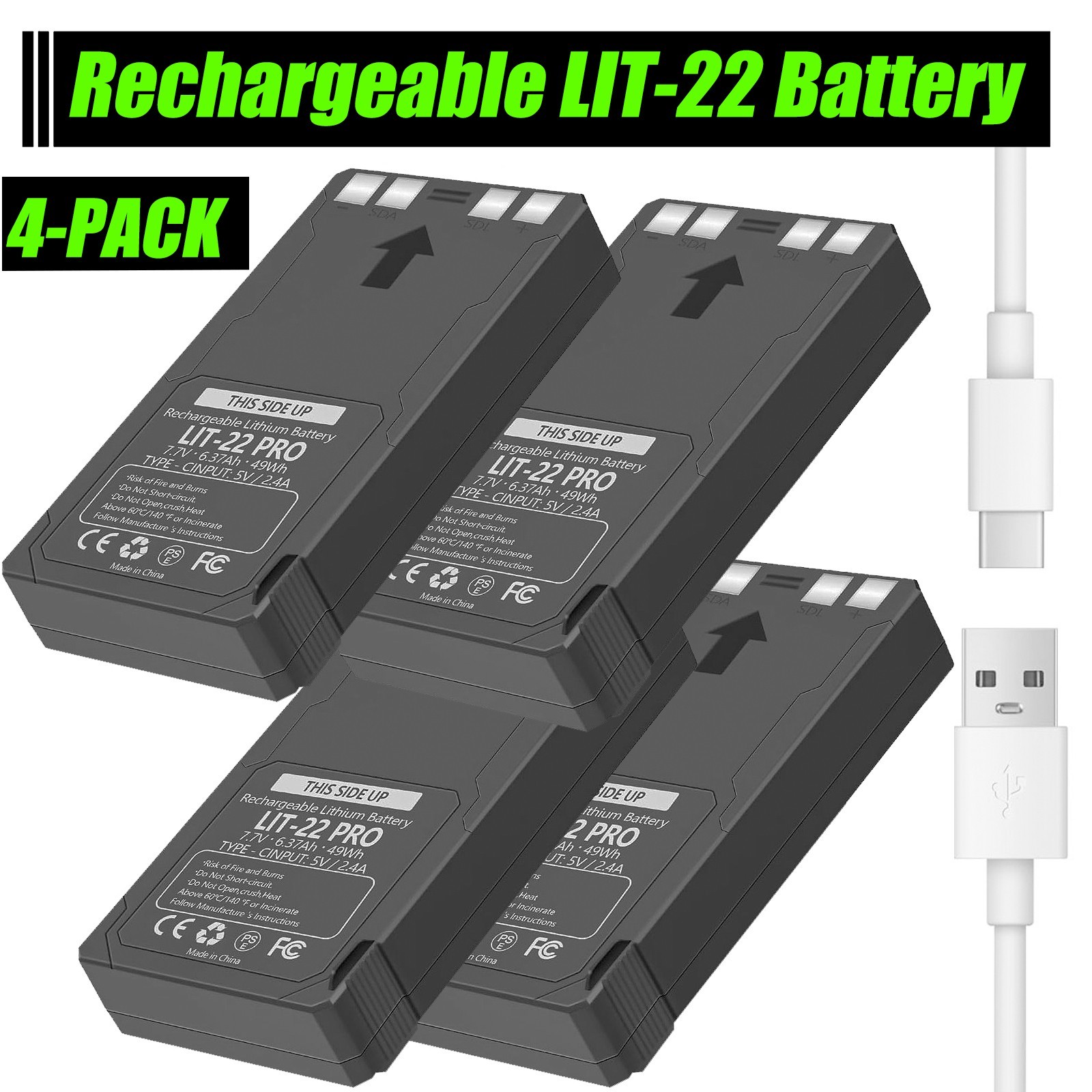 4x Rechargeable LIT-22 6370mAh Battery for Flex-M Flex-Plus Flex-S Trail Camera