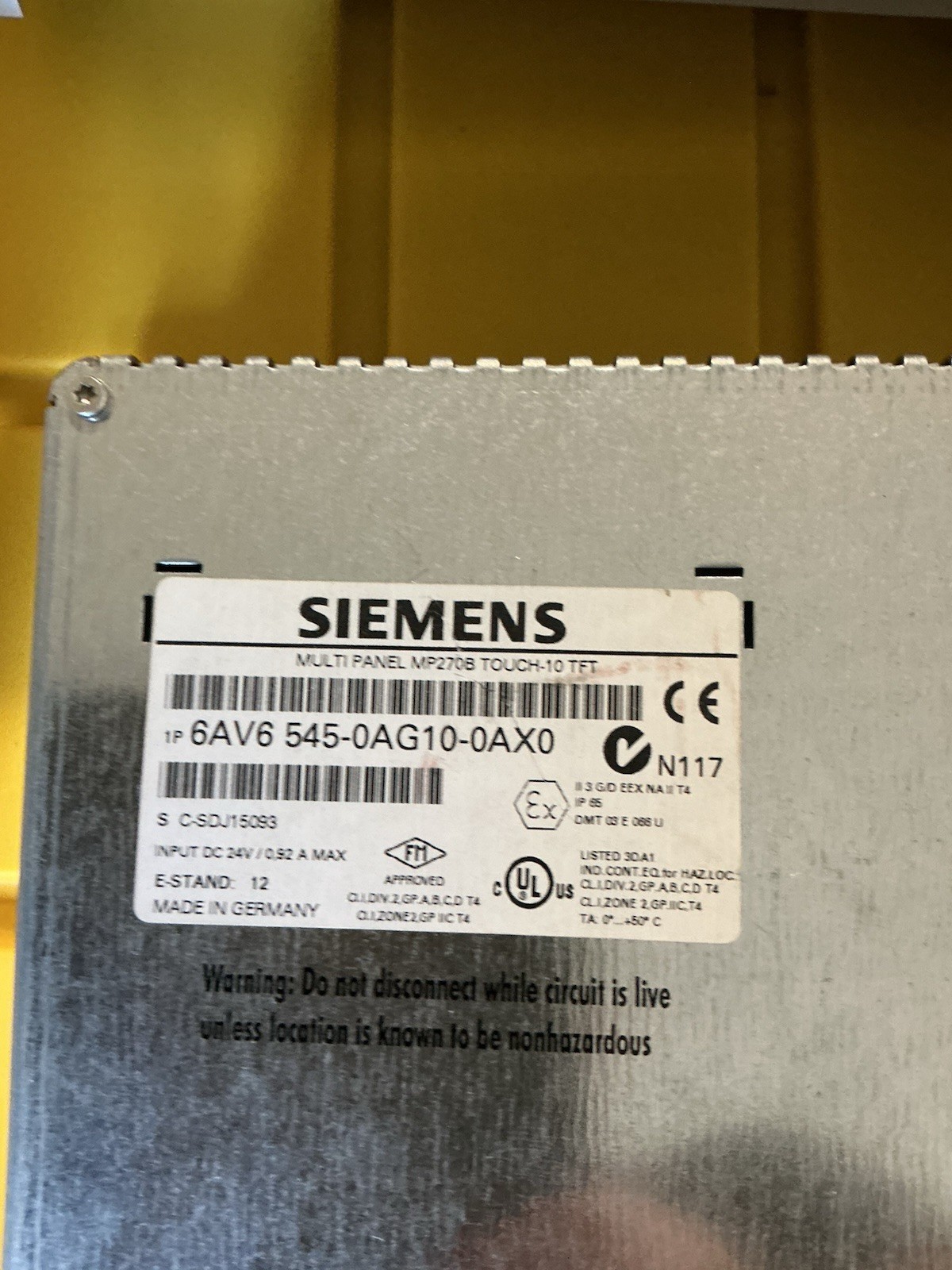 Siemens 6AV6 545-0AG10-0AX0 Touch Panel D2
