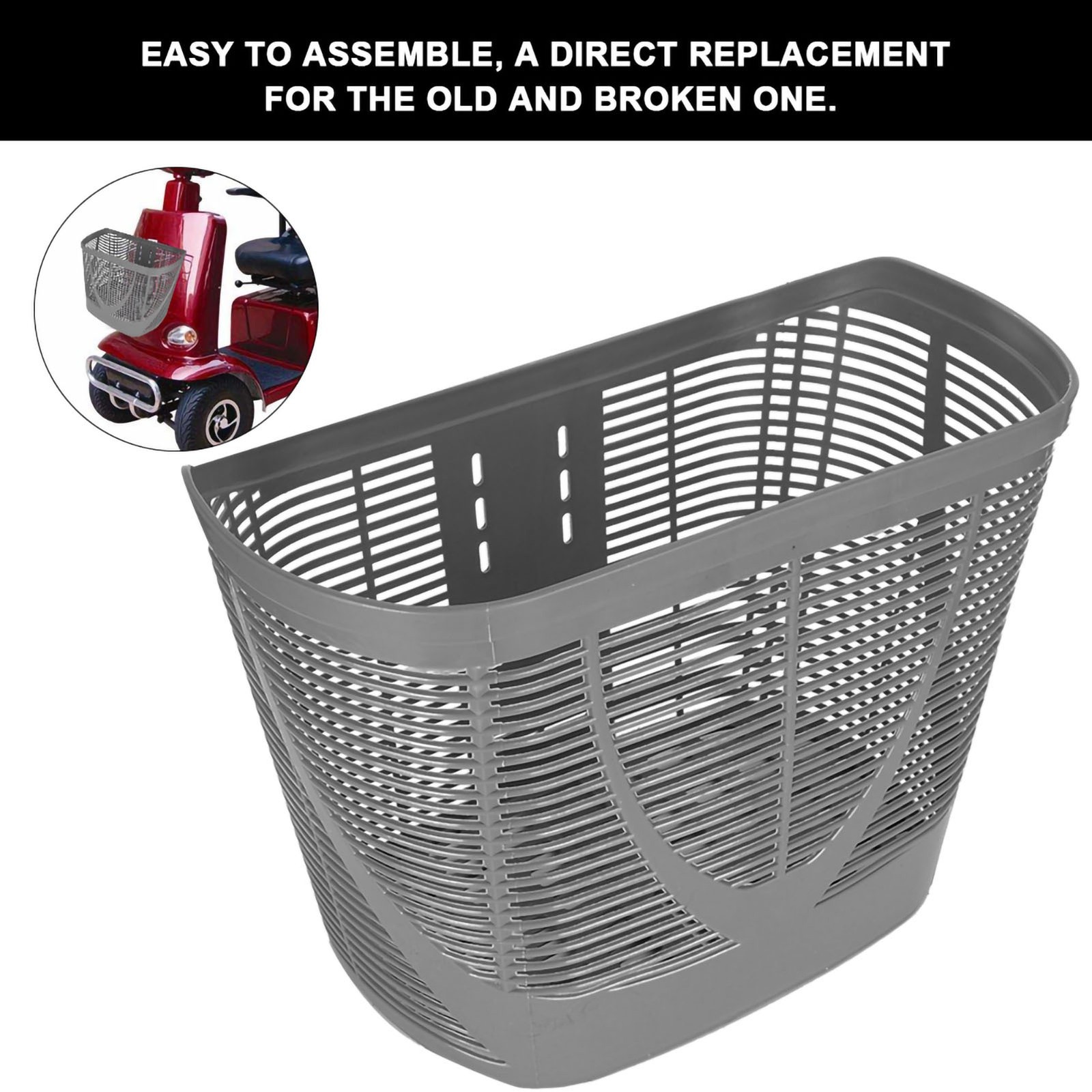 Plastic Rear Basket For Mobility Scooter High-Grade Material Easy Assembly Fo