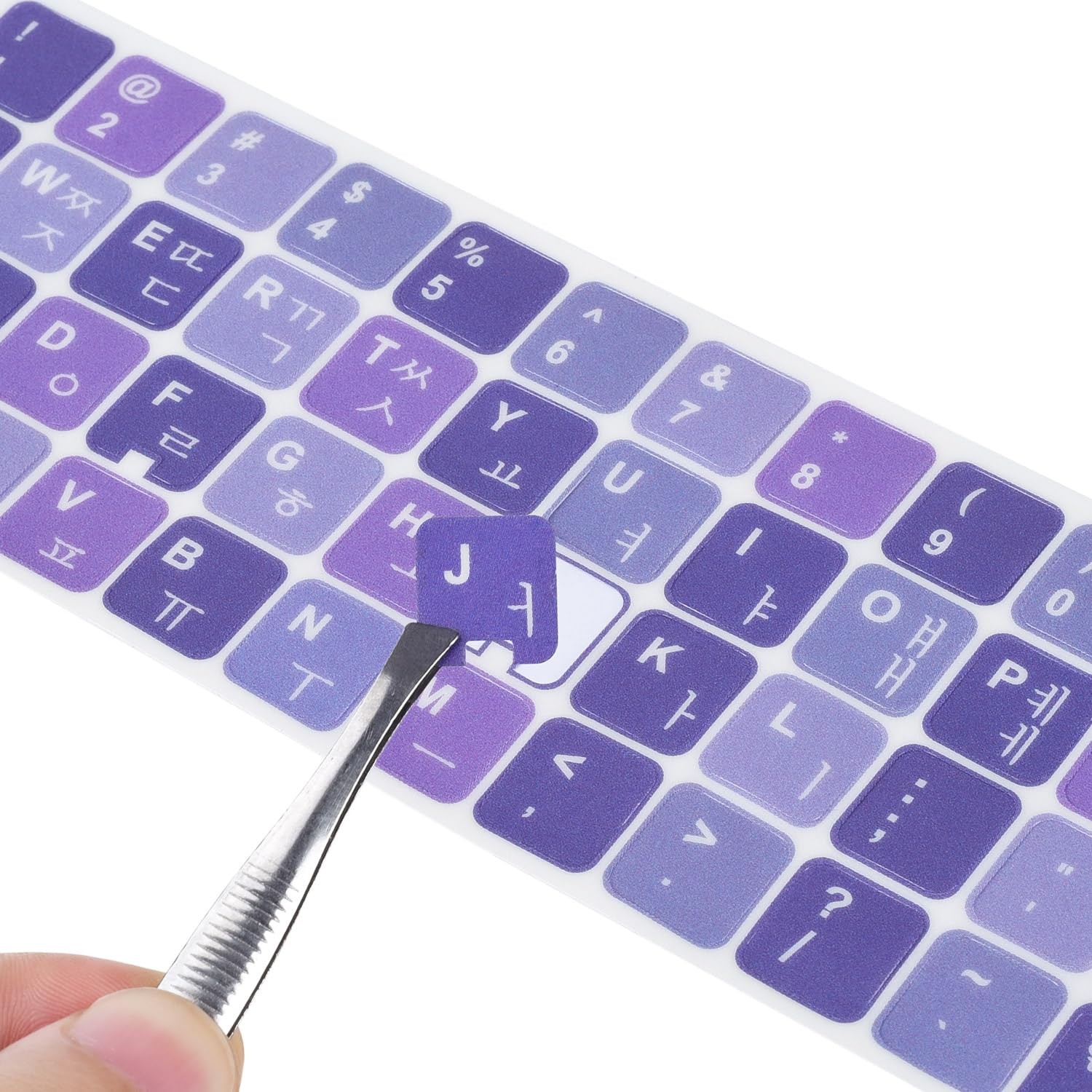 2Pack Korean Keyboard Stickers Korean-English Keyboard Sticker on Purple Bac