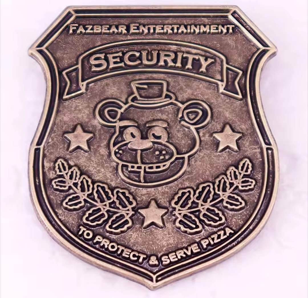 Freddy Fazbear Security Metal Badge Pin FNAF To Protect & Serve Pizza Pin