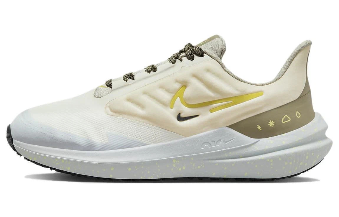 Nike Air Winflo 9 Shield Running White Olive Sneakers DM1104-100 Womens Size