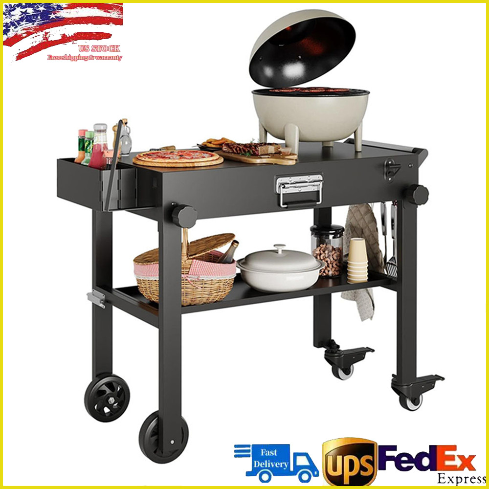 2-Shelf Outdoor Grill Table Foldable BBQ Cart for Blackstone Griddle 17" & 22"