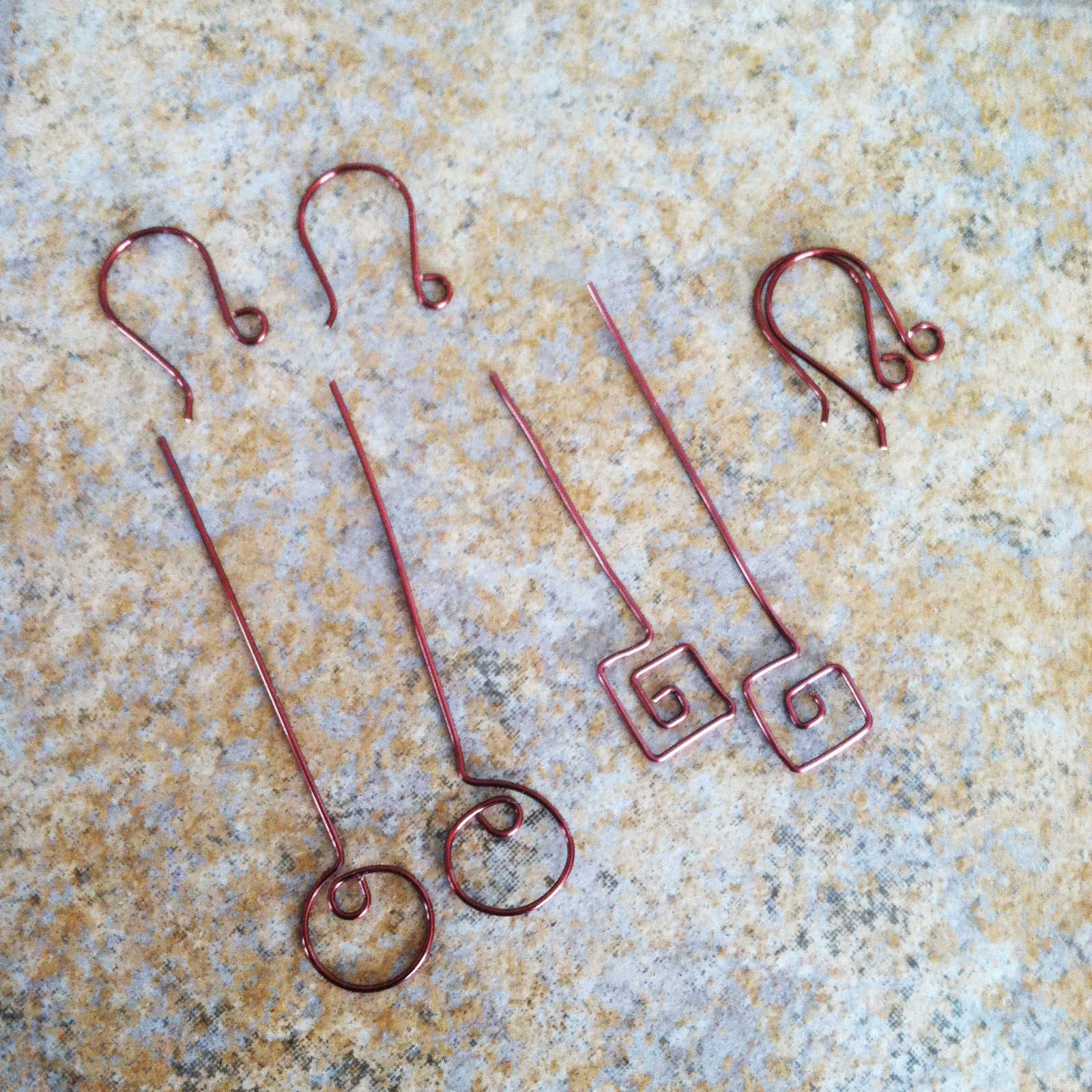 Handmade diy Earrings, Brown Colored Wire Fancy Headpins Earwires Set