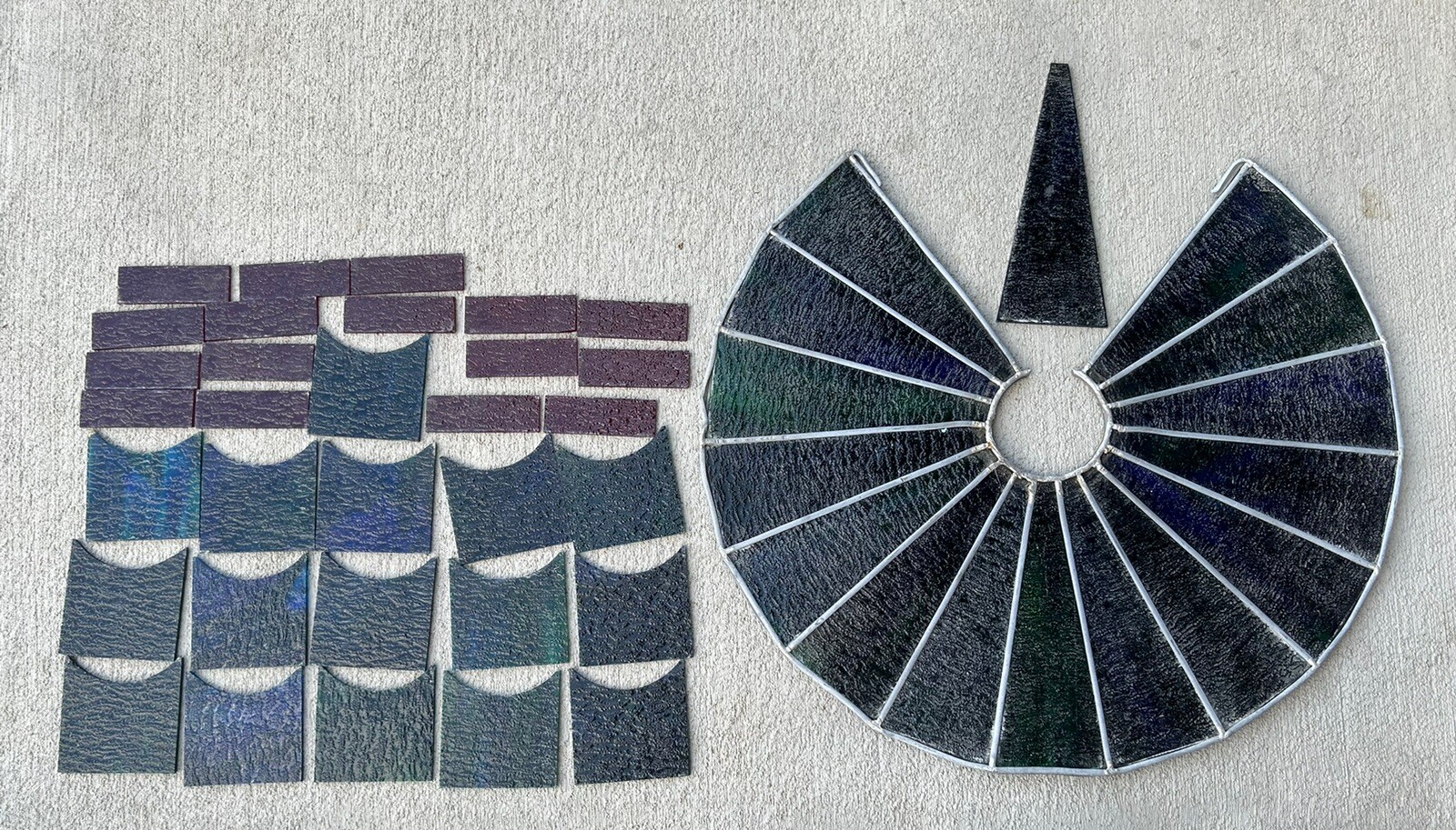 Hobbyist Lot Of 48 MIX Pieces Stained Glass  Different Sizes Iridescent Colors