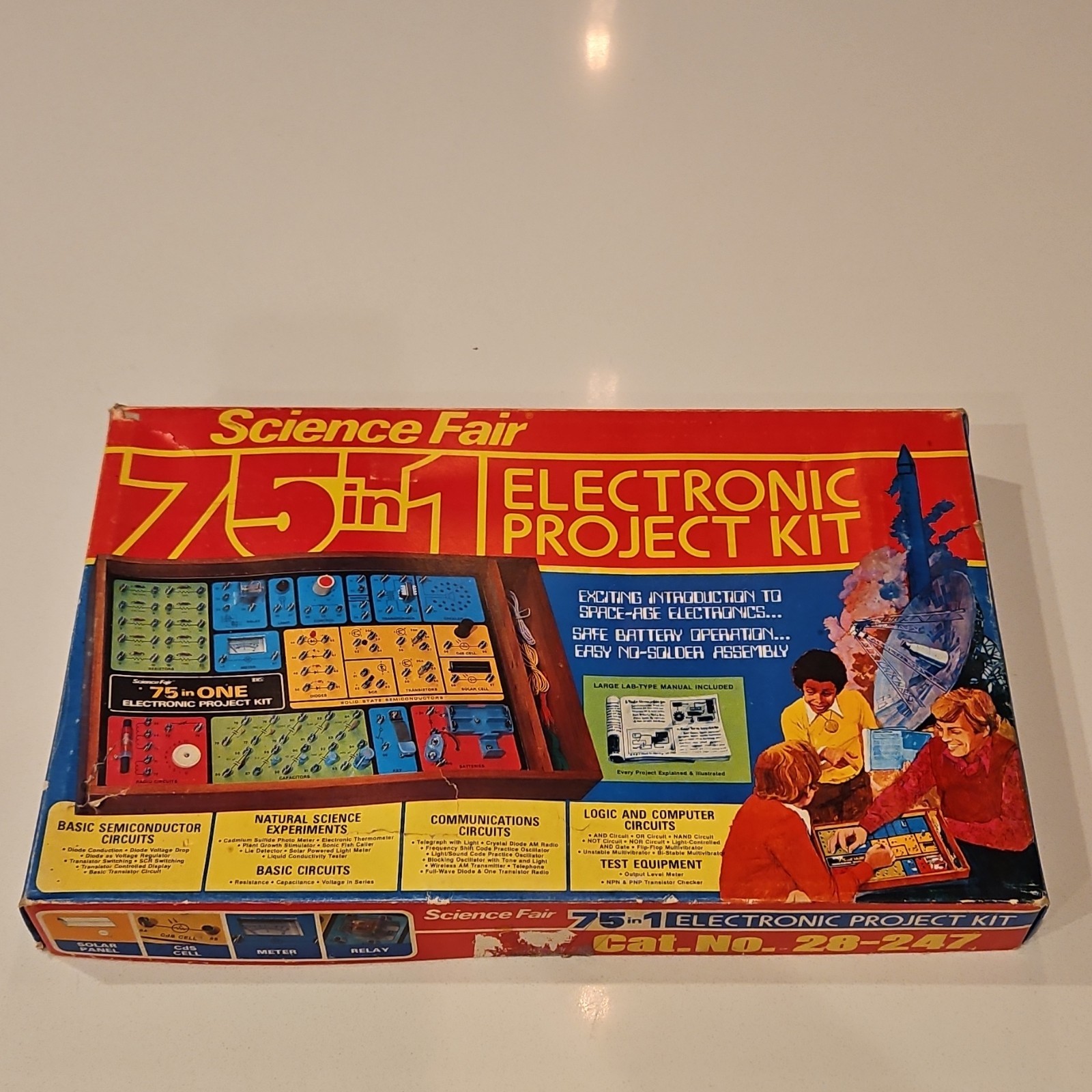 Science Fair 75-in-One Electronic Project Kit 28-247, Ages 8-16, 1976