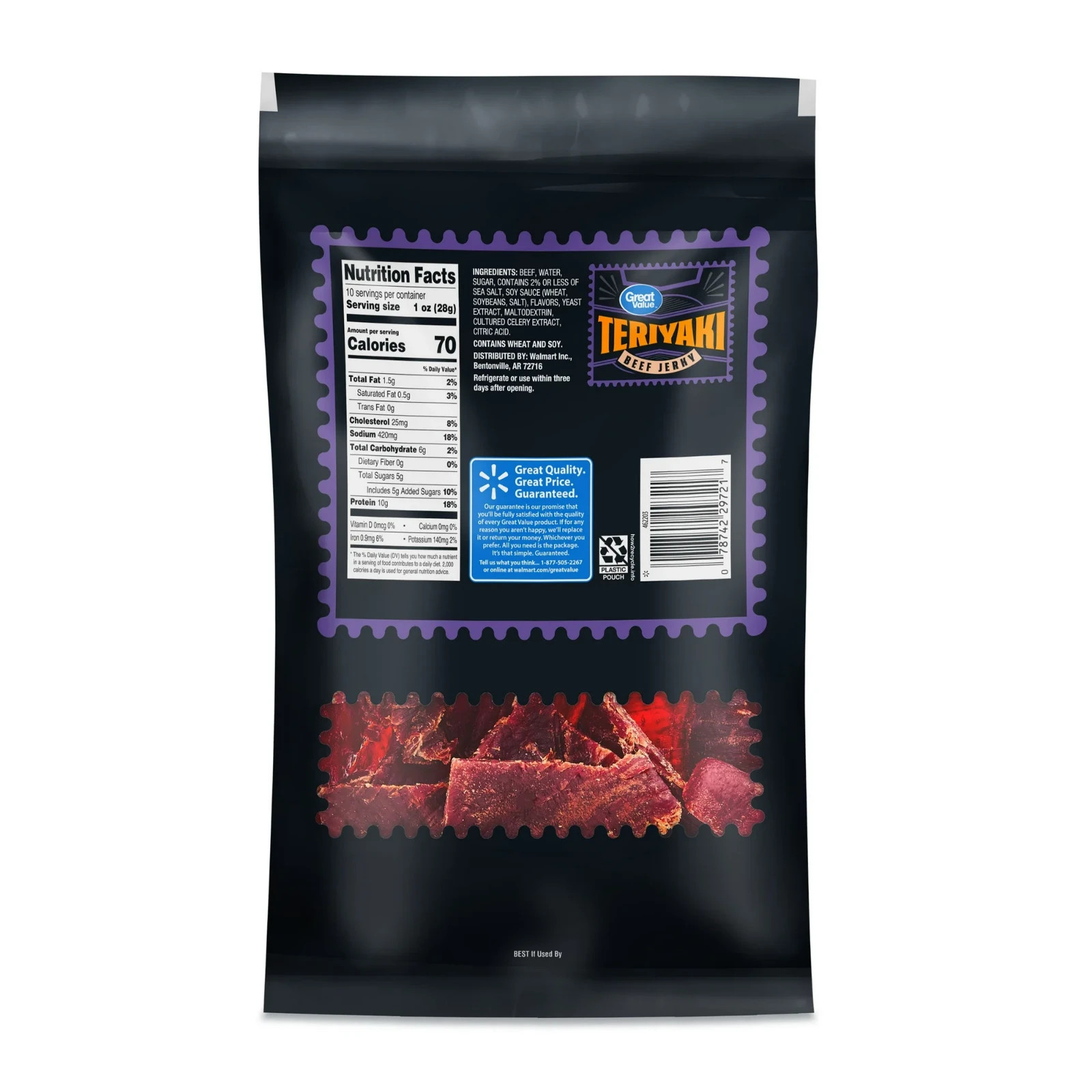 Great Value Teriyaki Beef Jerky Value Pack, 10 oz