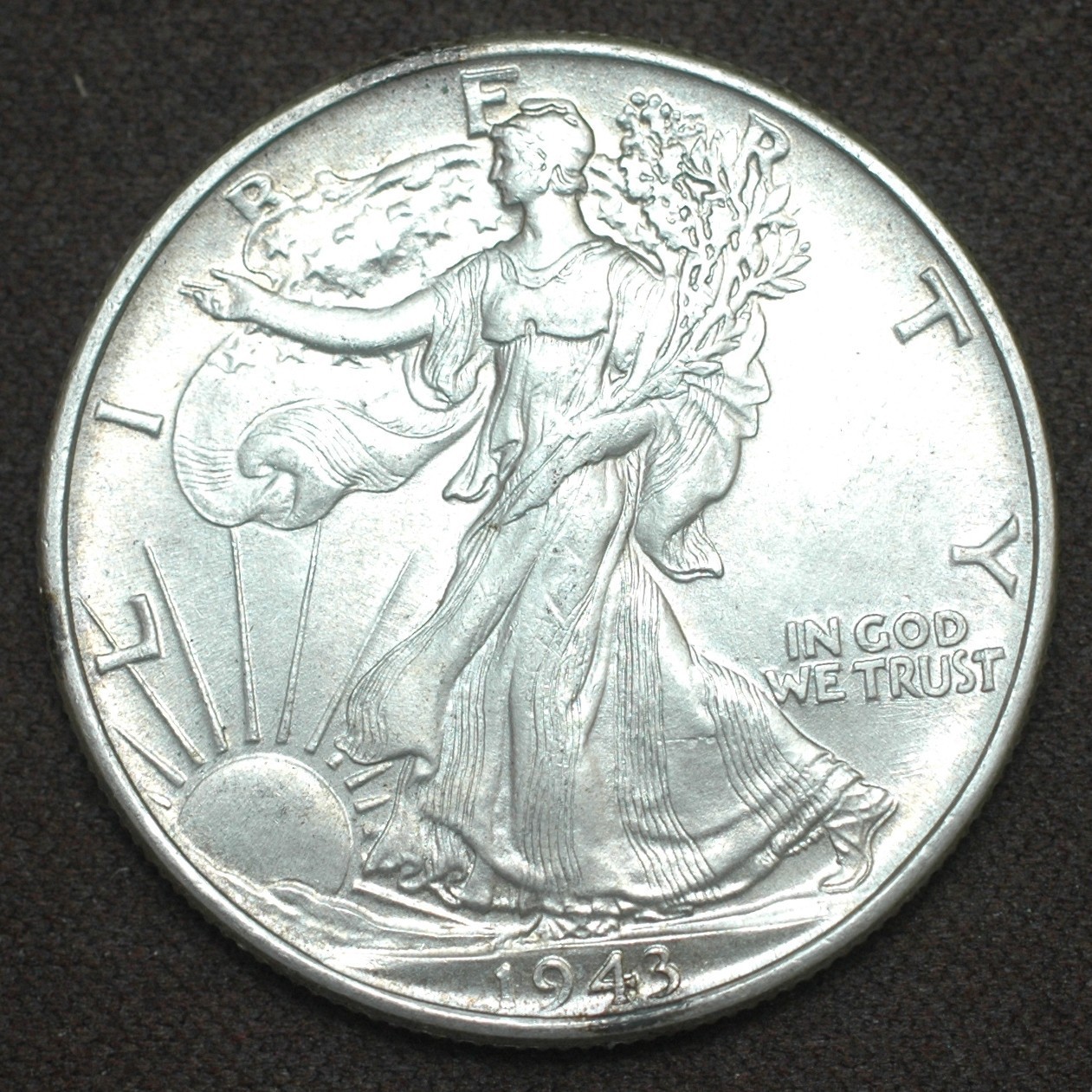 1943 P Walking Liberty Silver Half Dollar Beautiful Uncirculated