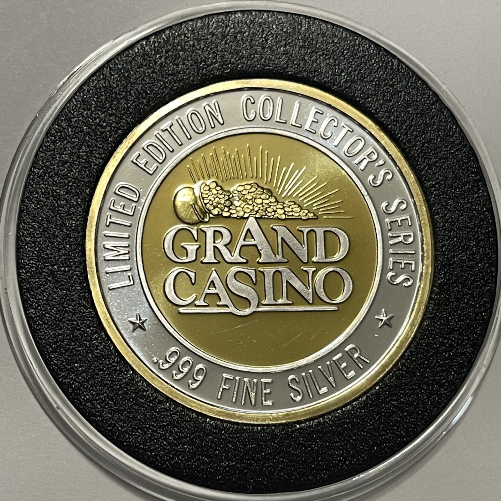 1995 Grand Casino Mardi Gras Token 24k Gold Gilded .999 Fine Silver Round Medal