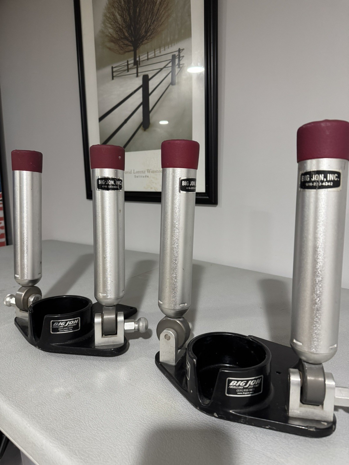 Pair of Big Jon Downrigger Dual Rod Holders adjustable multi position W/Cradle