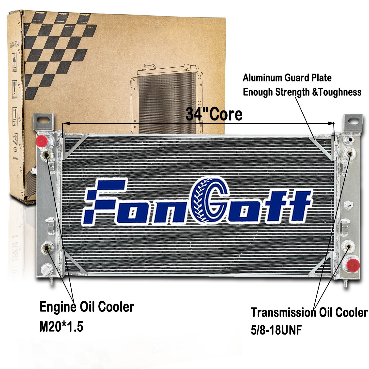 3 Row 34" Core Aluminum Radiator For 1999-2014 Chevy Silverado 1500 2500 HD V8