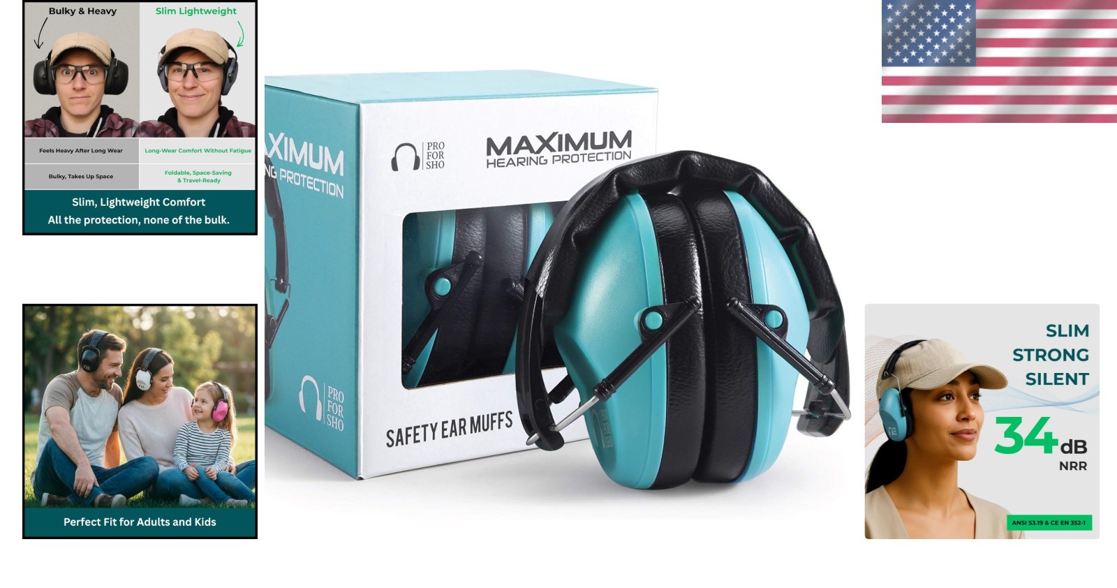 Hearing Protection Ear Muffs - 34dB NRR Certified