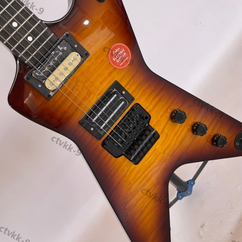 Electric Guitar Flame Maple Top Stainless Rounded Fret FR C Neck Free Shipping