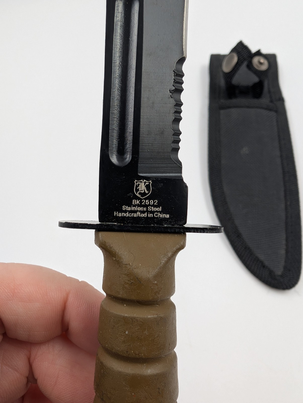 FIXED-BLADE SURVIVAL KNIFE | 7.5" Small Desert Tan Rubber Handle Tactical Combat
