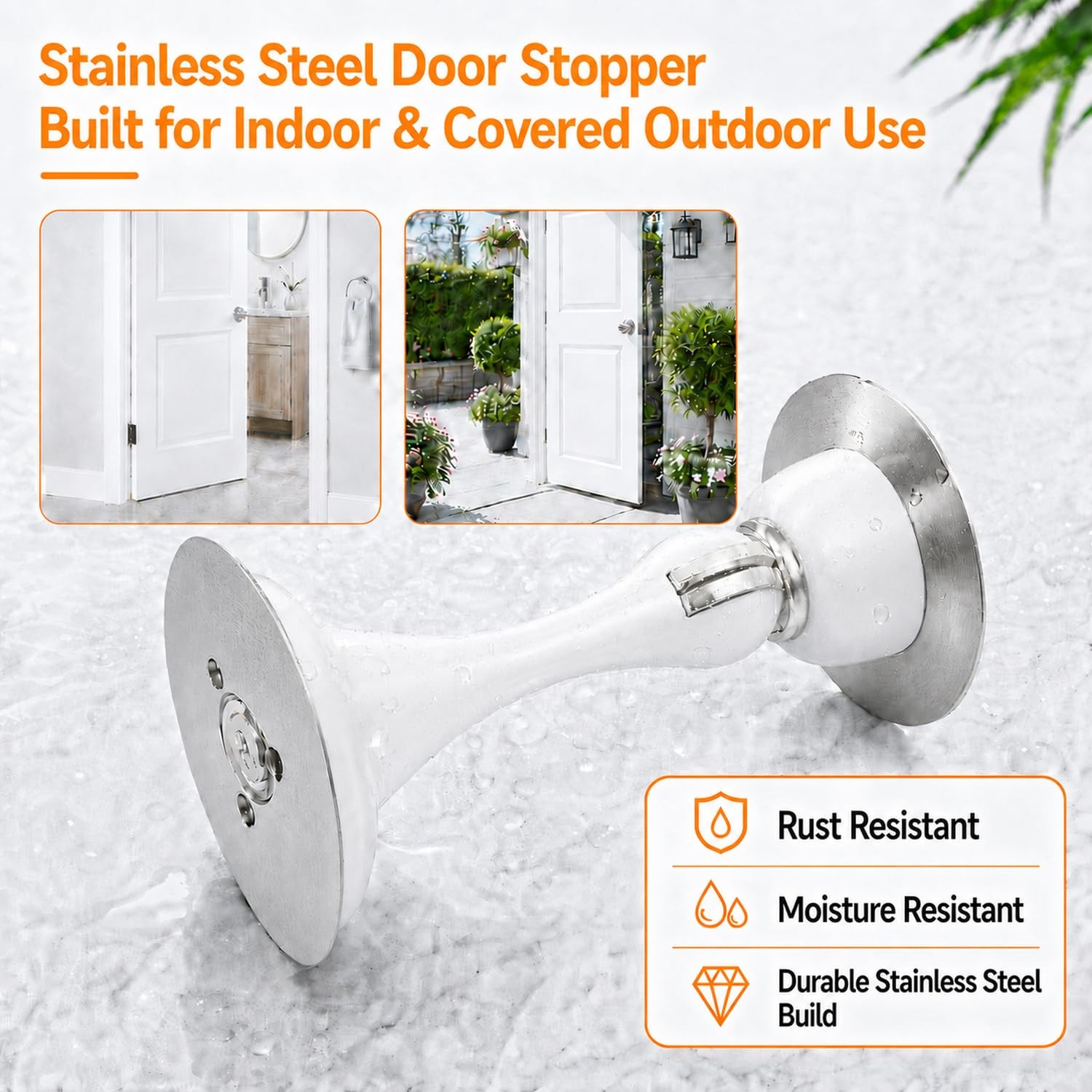 4 Pack White Magnetic Door Stops No Drilling with Adhesive