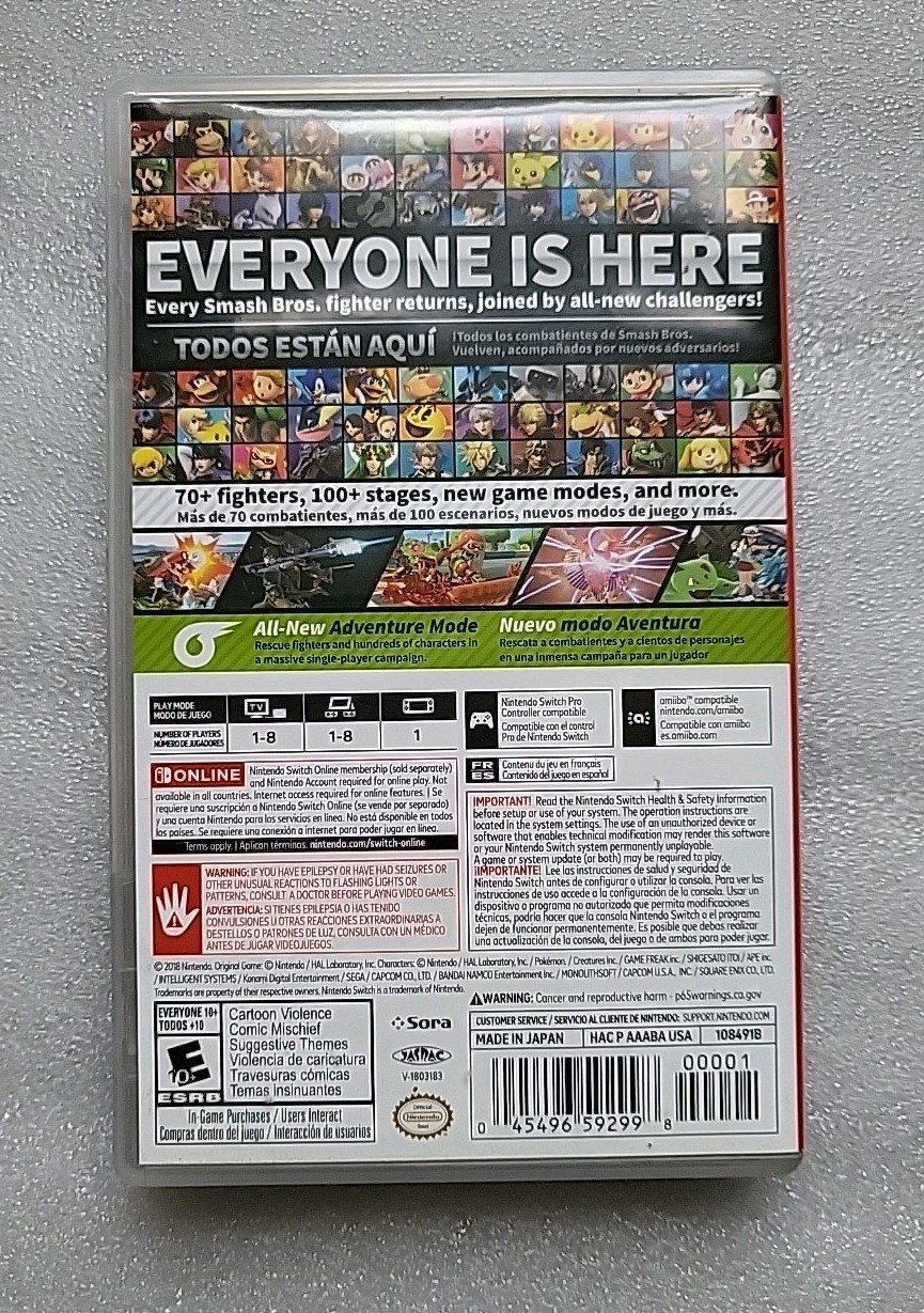 Authentic Replacement Case Box *Case Only* for Super Smash Bros Ultimate
