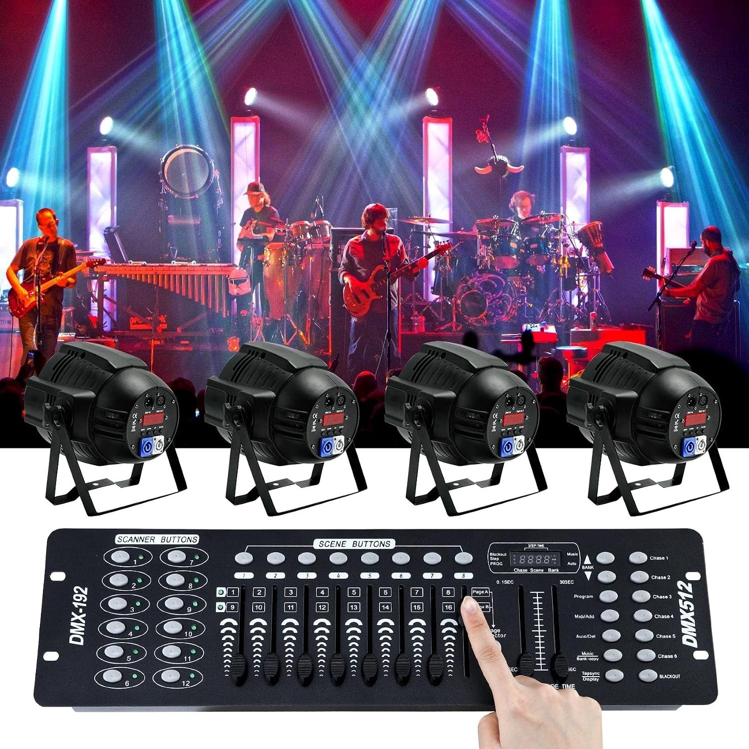DMX 512 Controller, 192 Channel DMX Light Controller Stage Lighting Console f...