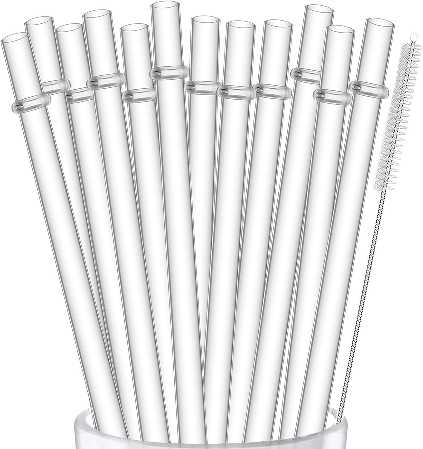 12-Pack Reusable Plastic Clear Straws, 13 Inch Extra Long Tumbler Straws for ...