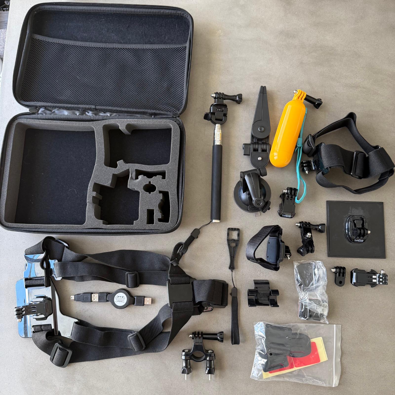 GoPro Hero accessories kit with carrying case camera attachments mounts selfie