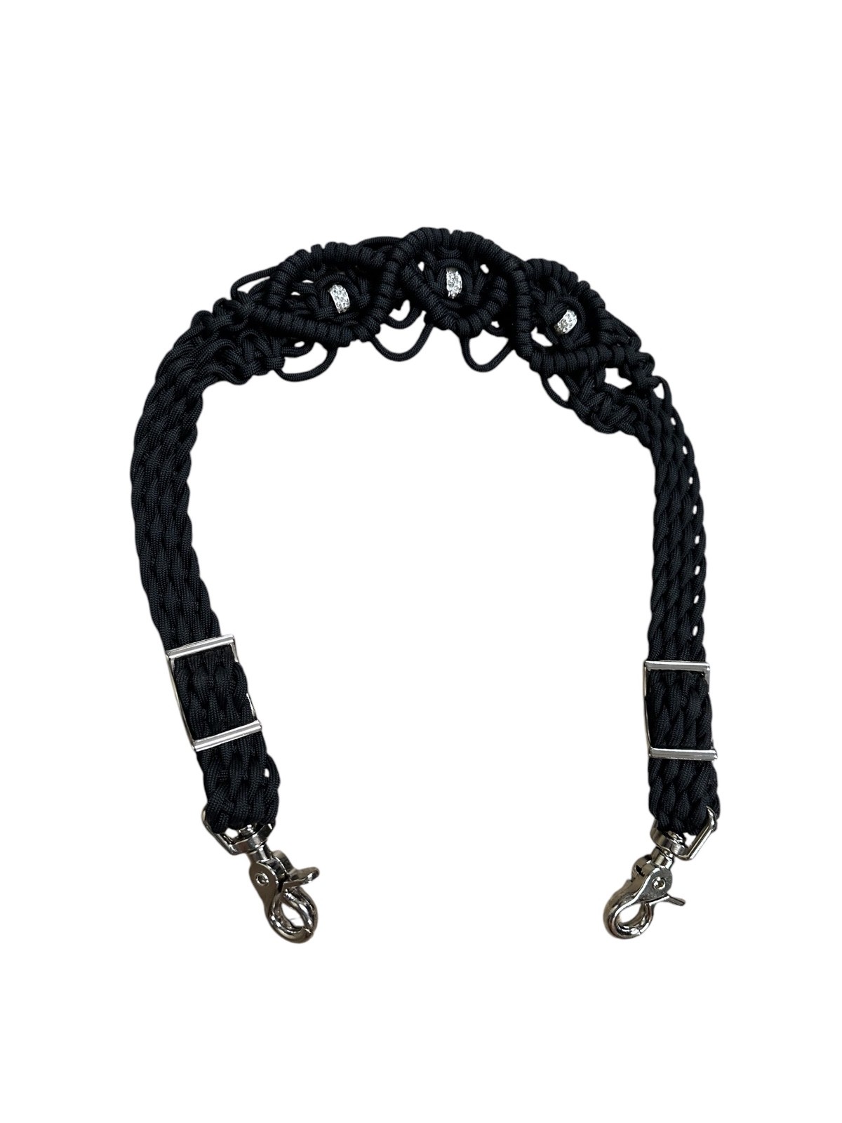 Fancy Wither Strap For Breast Collar Black with rhinestones